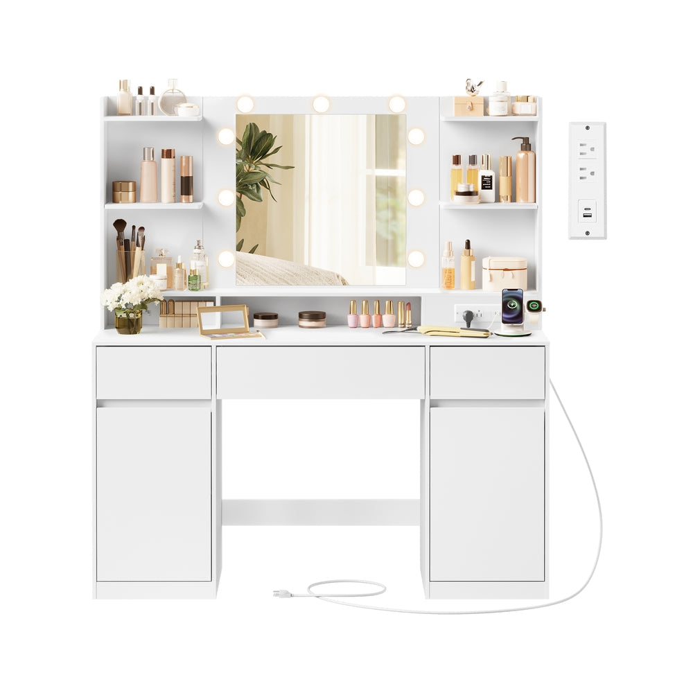 Kailyn Collection - Vanity Desk with Mirror and 9 LED Bulbs