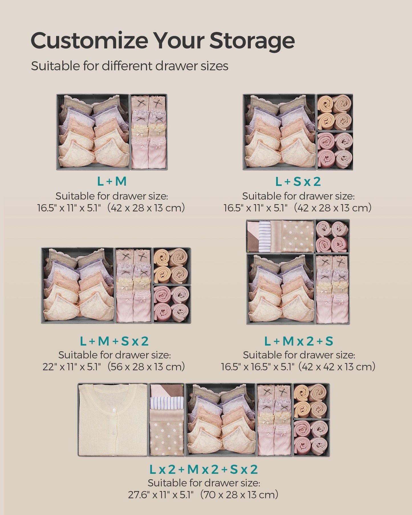 Dresser Drawer Organizers, Set of 12