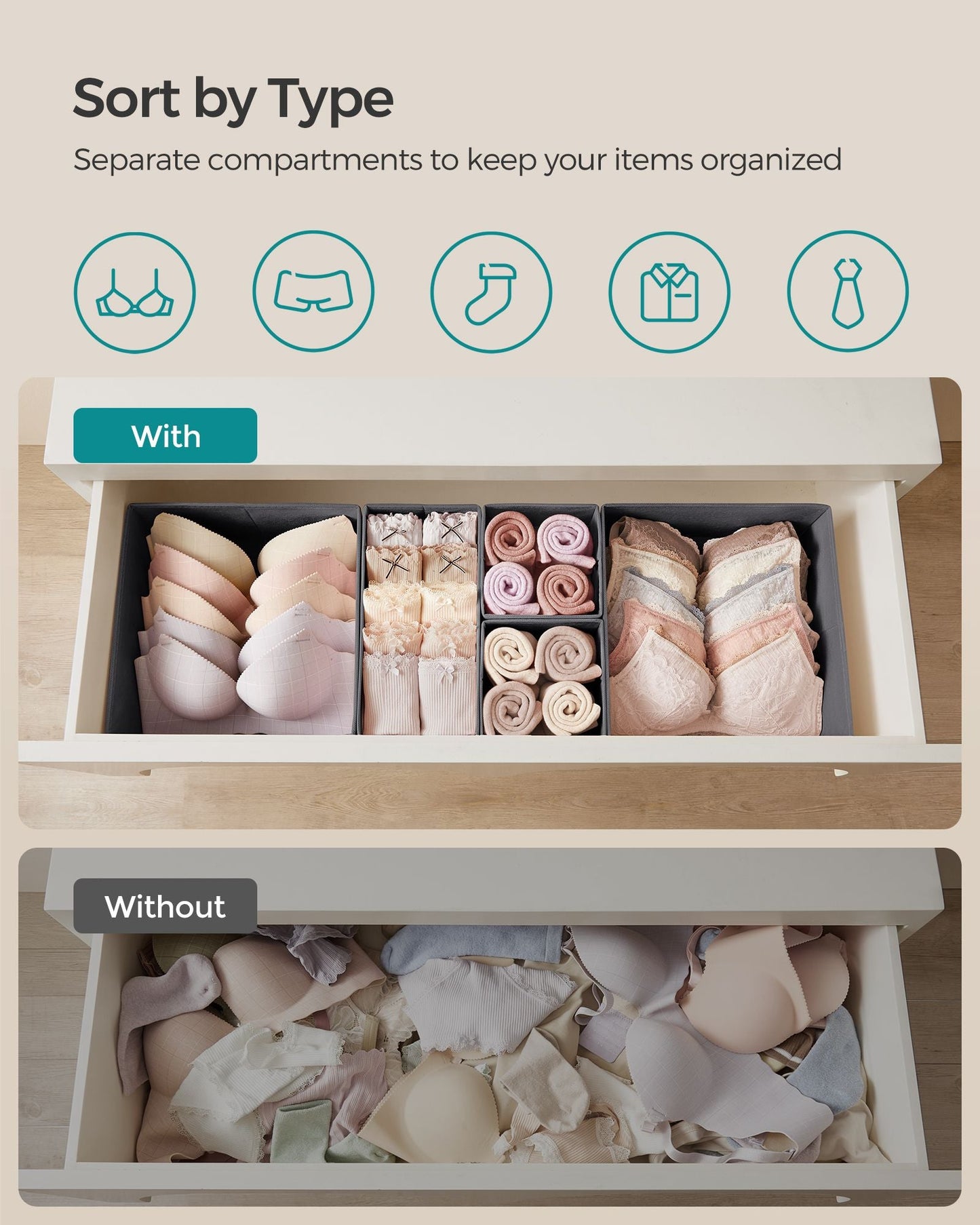 Dresser Drawer Organizers, Set of 12