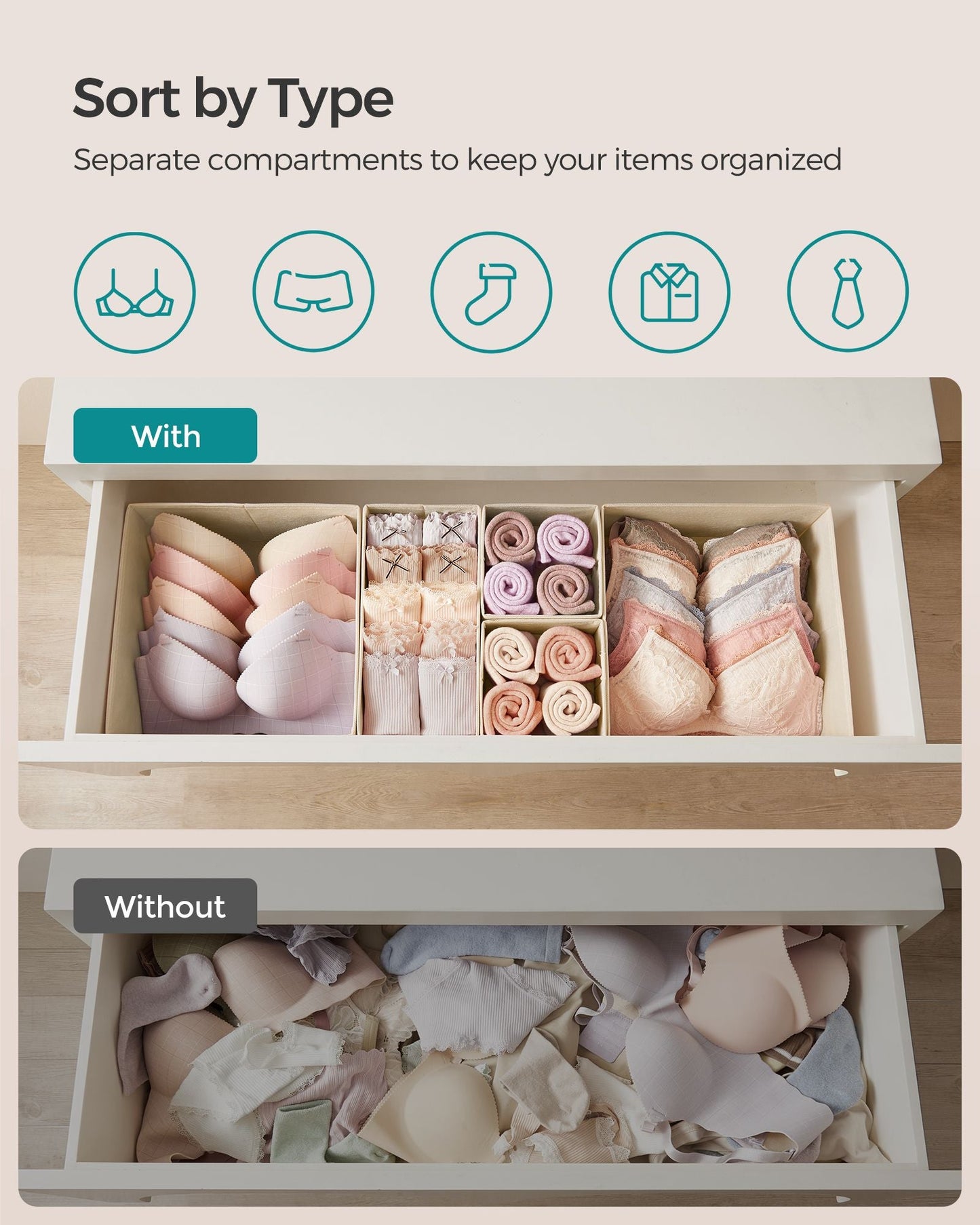 Dresser Drawer Organizers, Set of 6