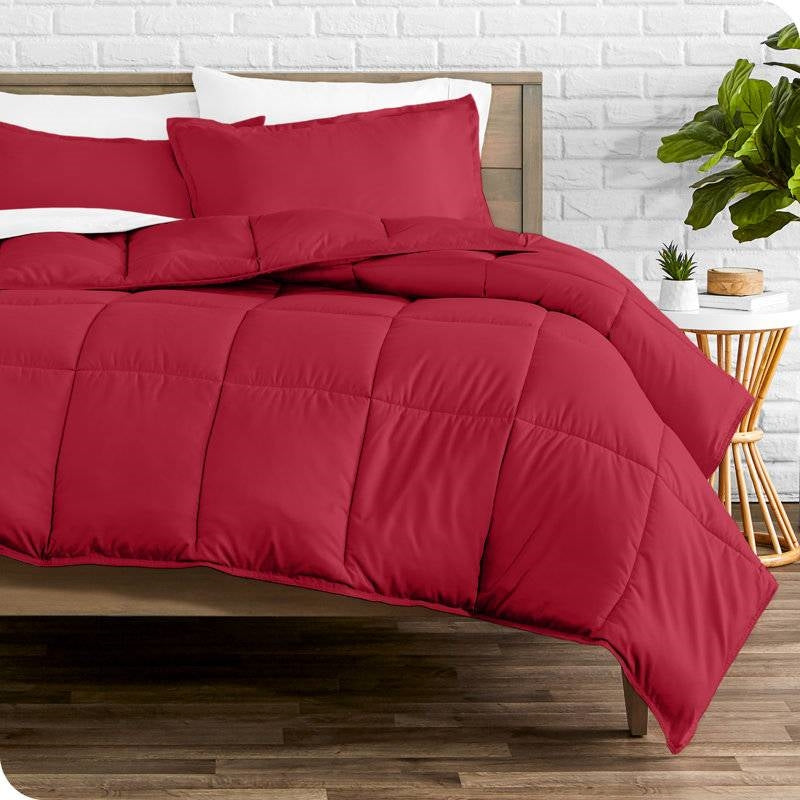 King/Cal King Size All Season Super Soft Down Alternative Comforter Set Red