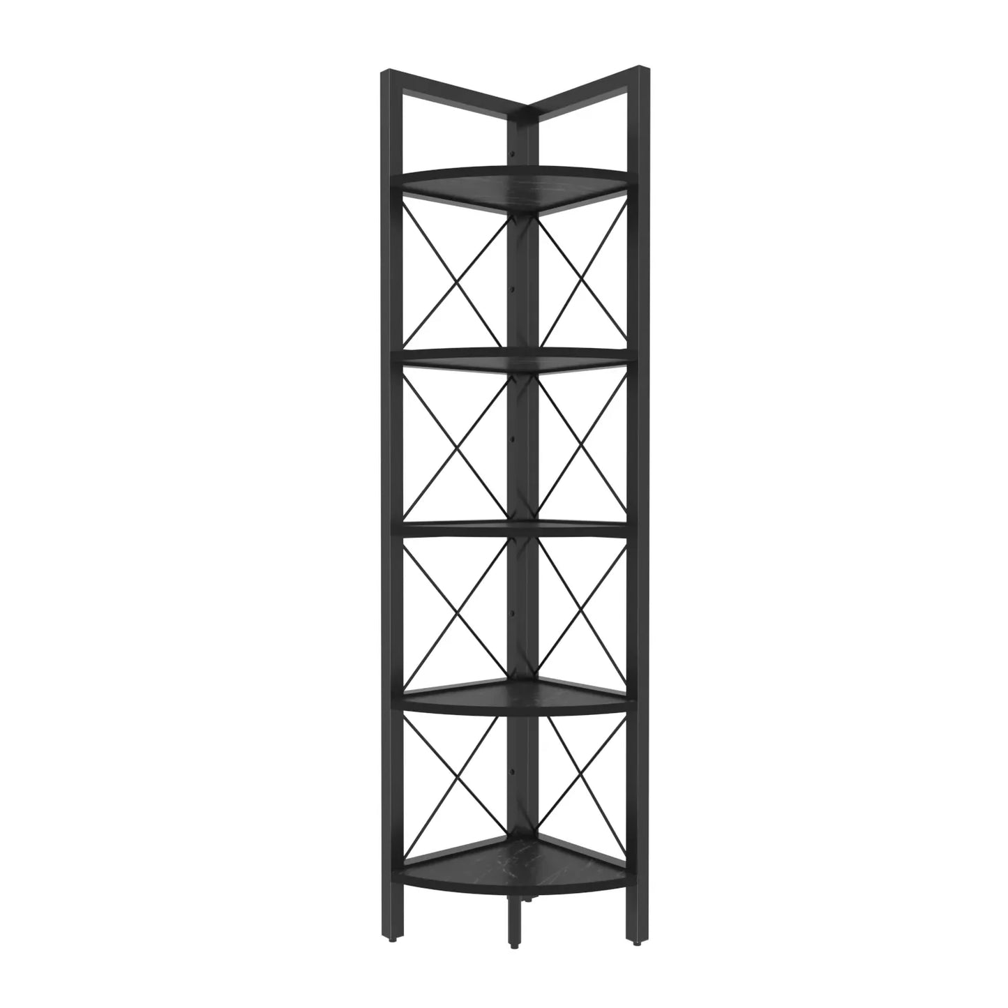 Remo 63 inch Tall Industrial Corner Bookcase with Metal Frame