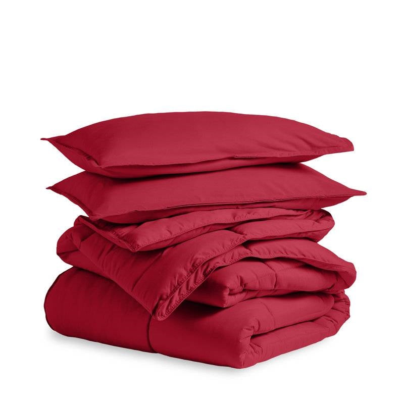 Queen Size All Season Super Soft Down Alternative Comforter Set Red