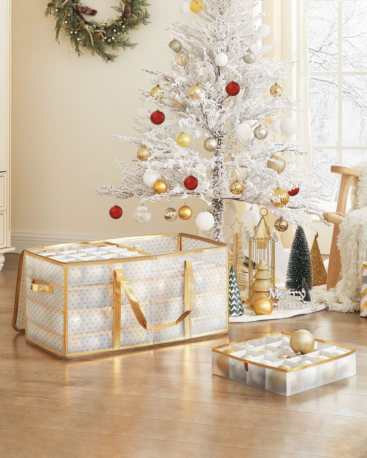Set of 2 Large Christmas Ornament Storage Boxes