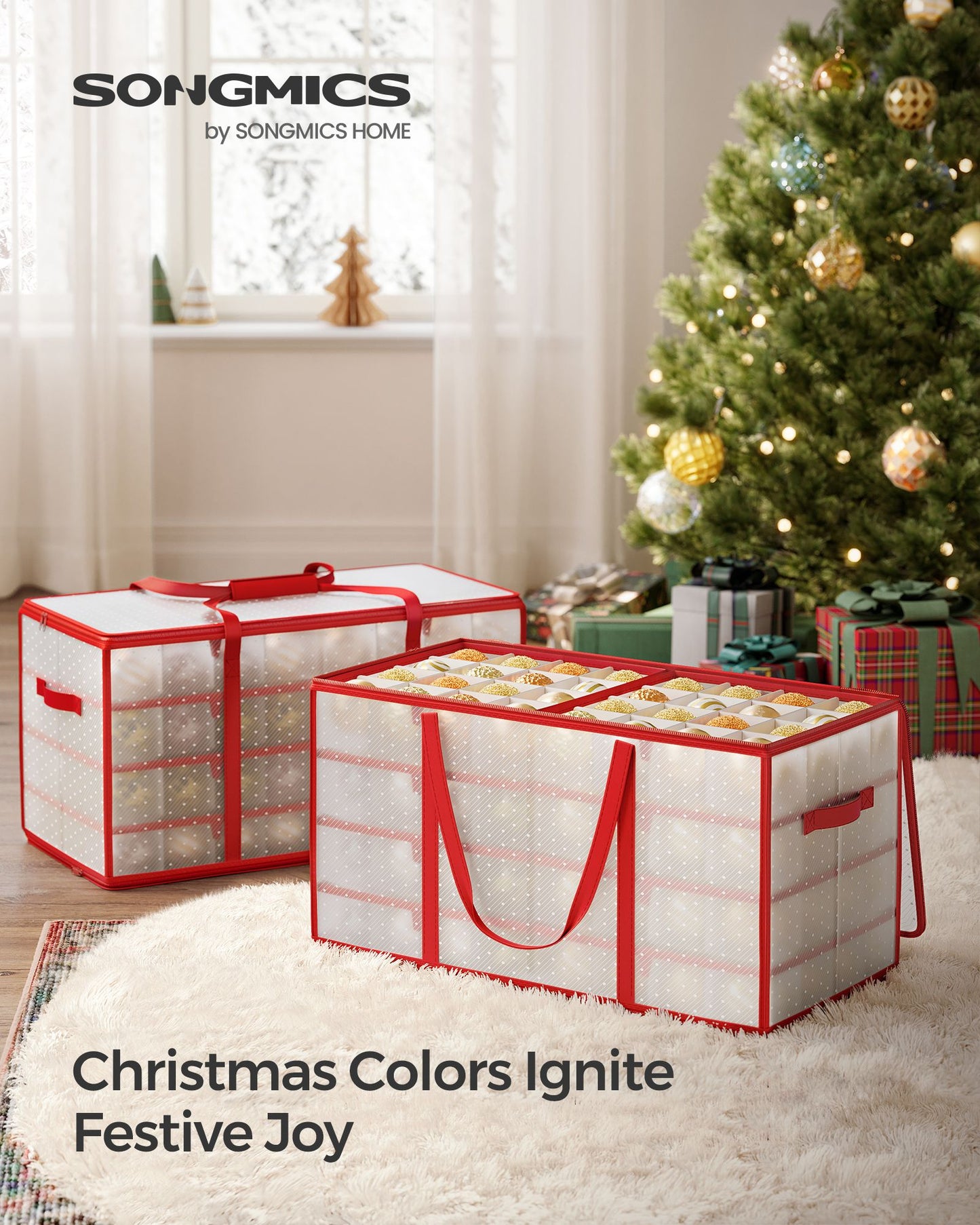 Set of 2 Large Christmas Ornament Storage Boxes