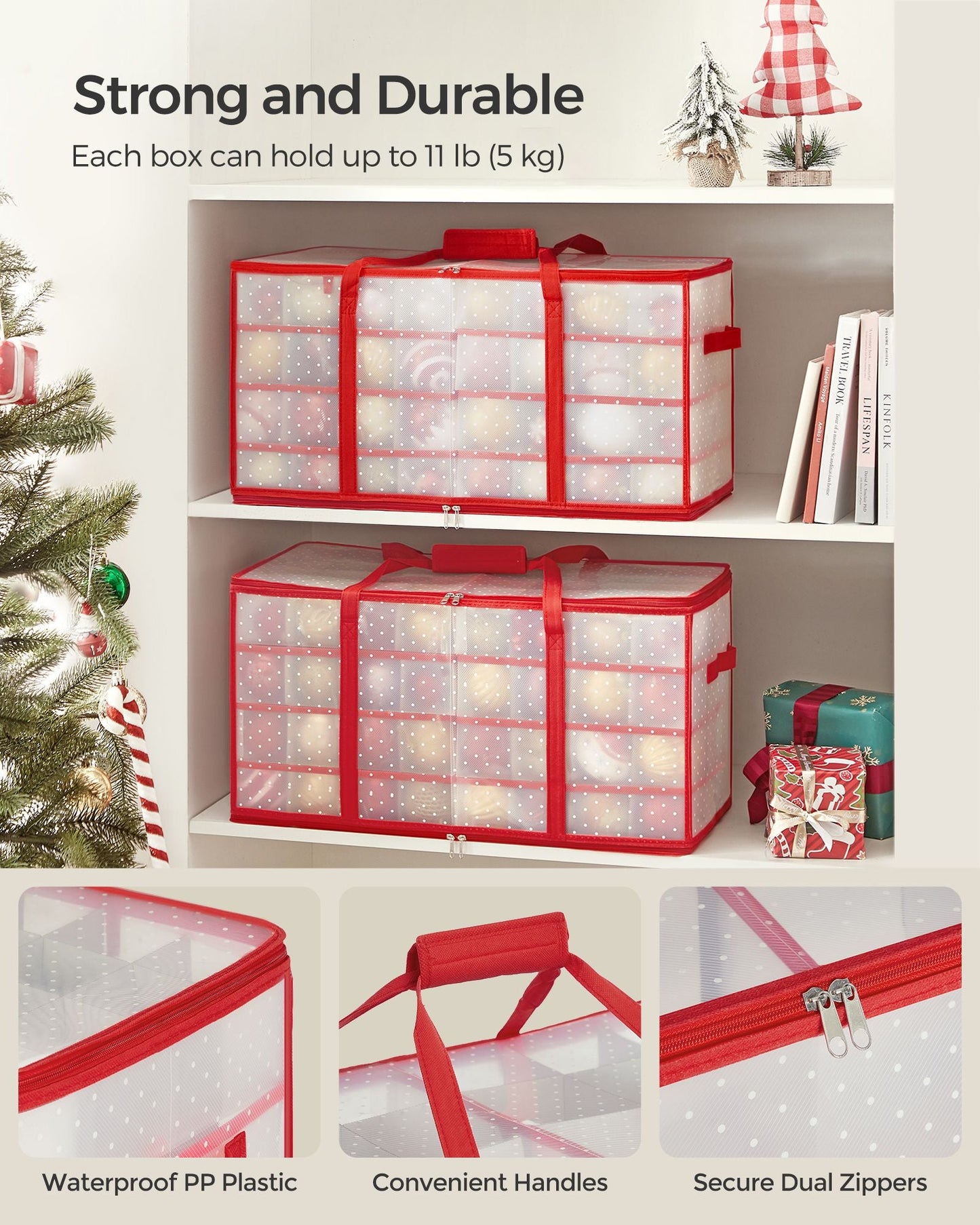 Set of 2 Large Christmas Ornament Storage Boxes