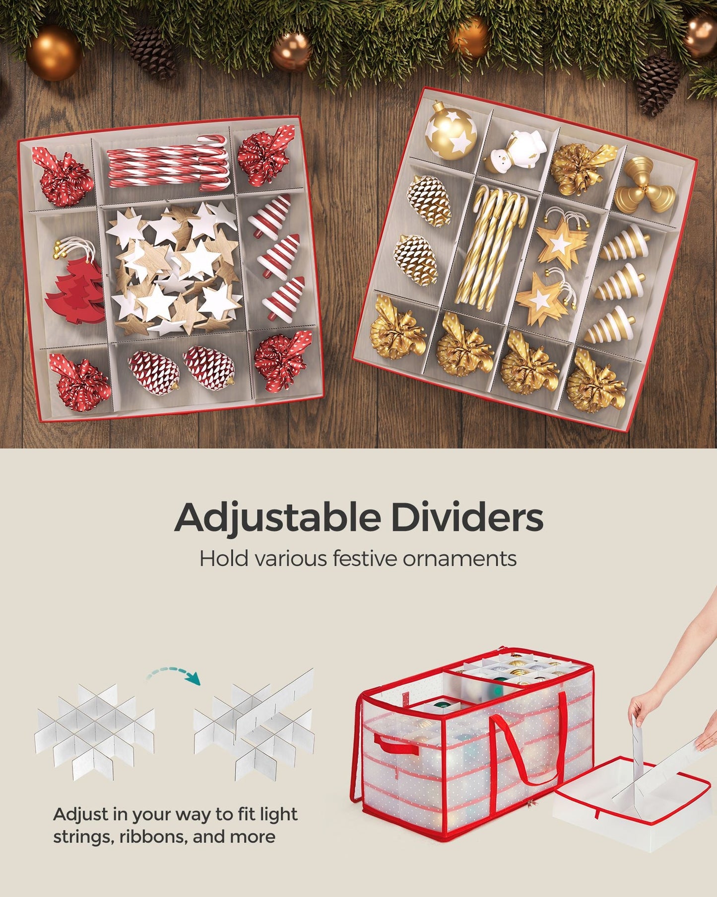 Set of 2 Large Christmas Ornament Storage Boxes