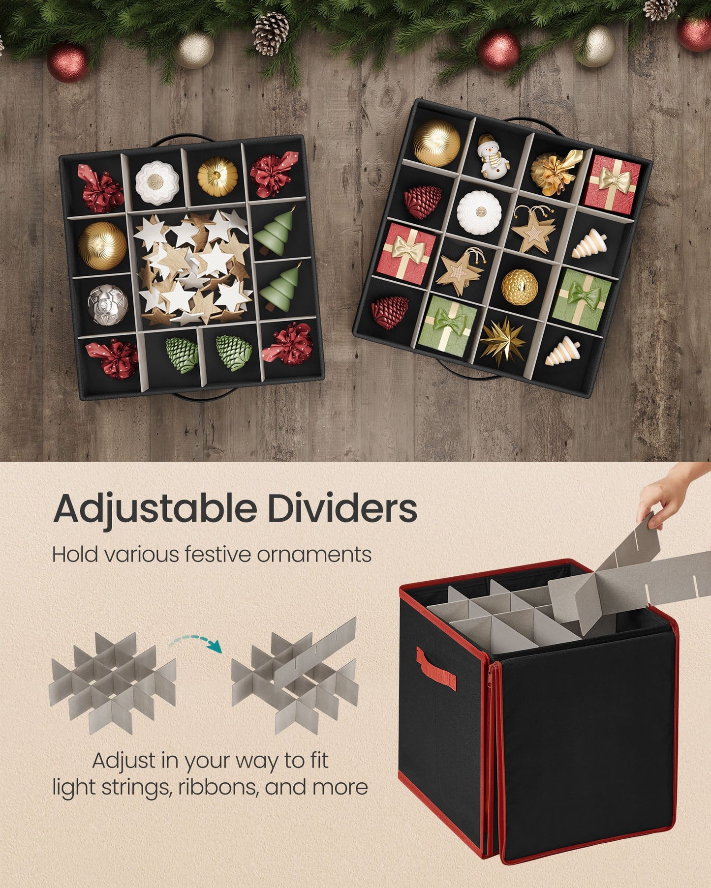 Christmas Ornament Storage Box with 64 Slots