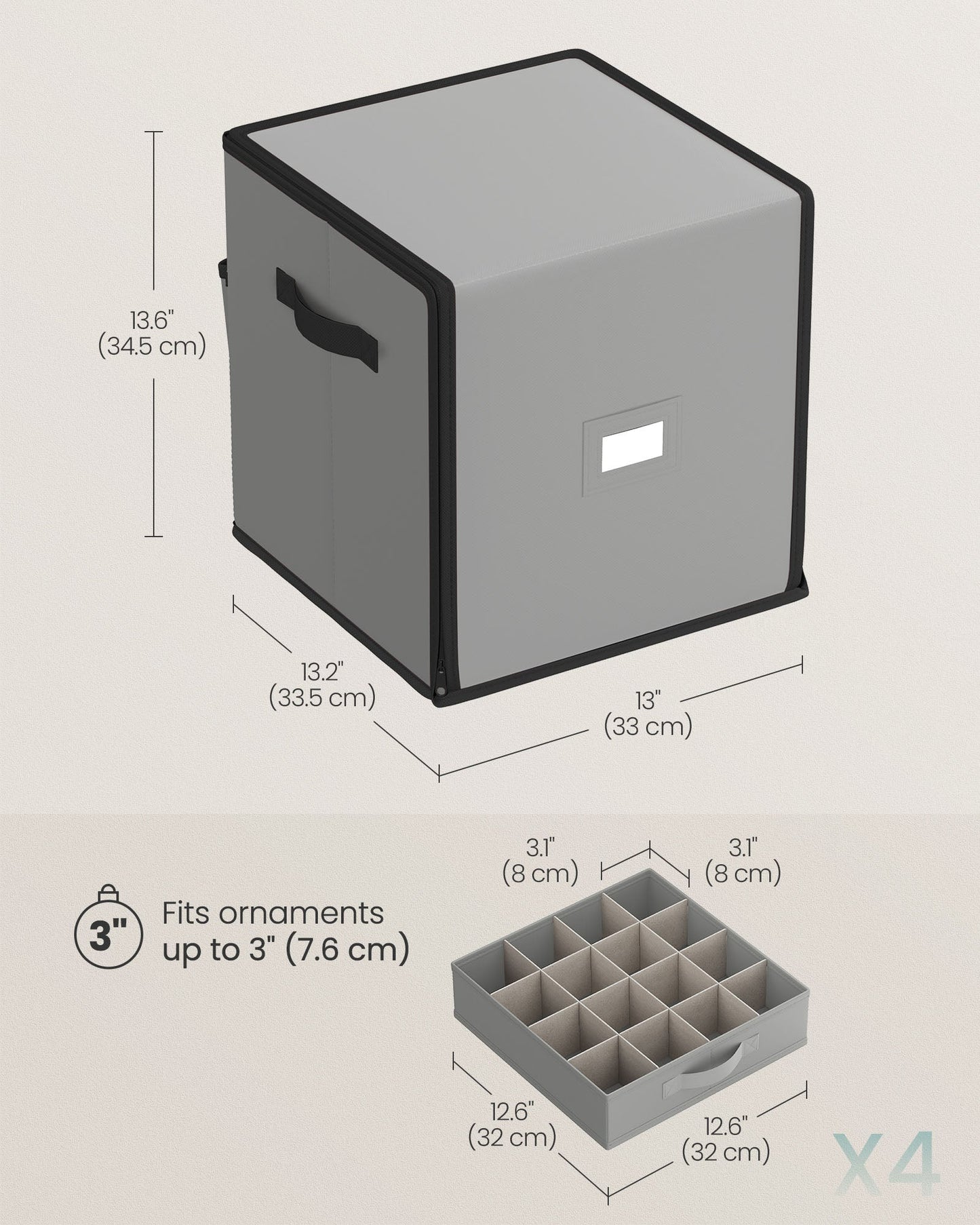Christmas Ornament Storage Box with 64 Slots