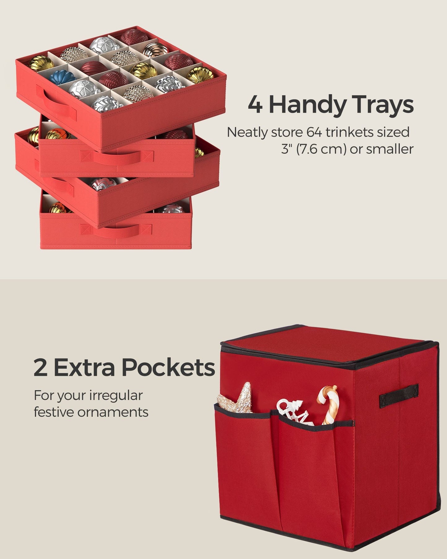 Christmas Ornament Storage Box with 64 Slots