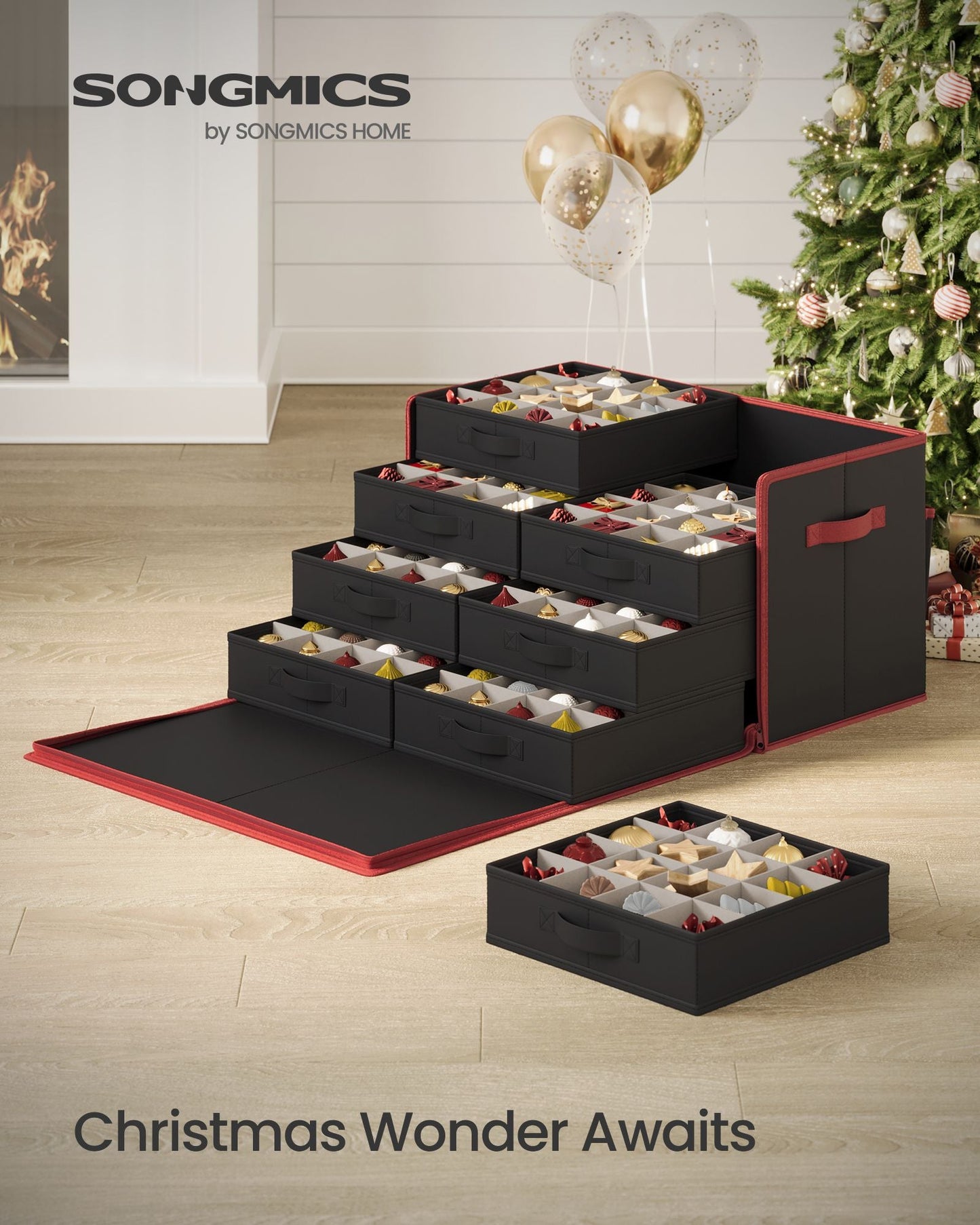 Large Christmas Ornament Storage Box with 128 Slots