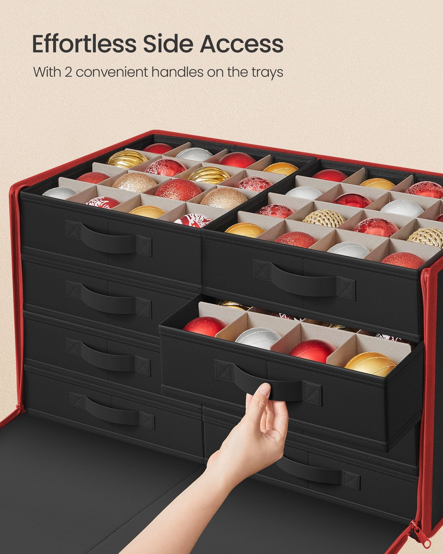 Large Christmas Ornament Storage Box with 128 Slots