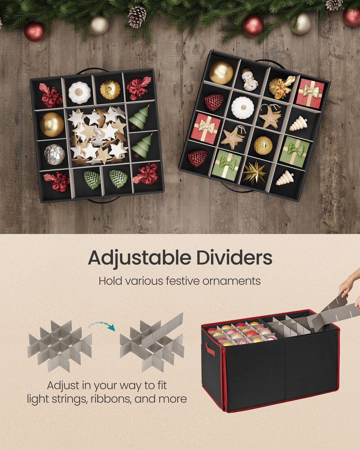 Large Christmas Ornament Storage Box with 128 Slots