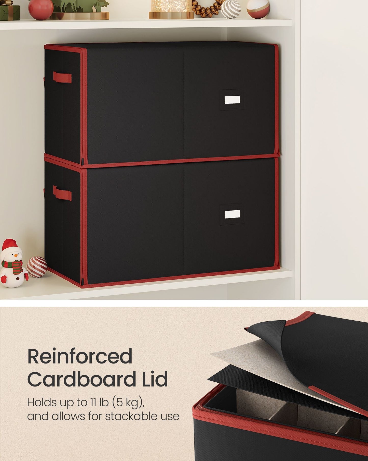 Large Christmas Ornament Storage Box with 128 Slots