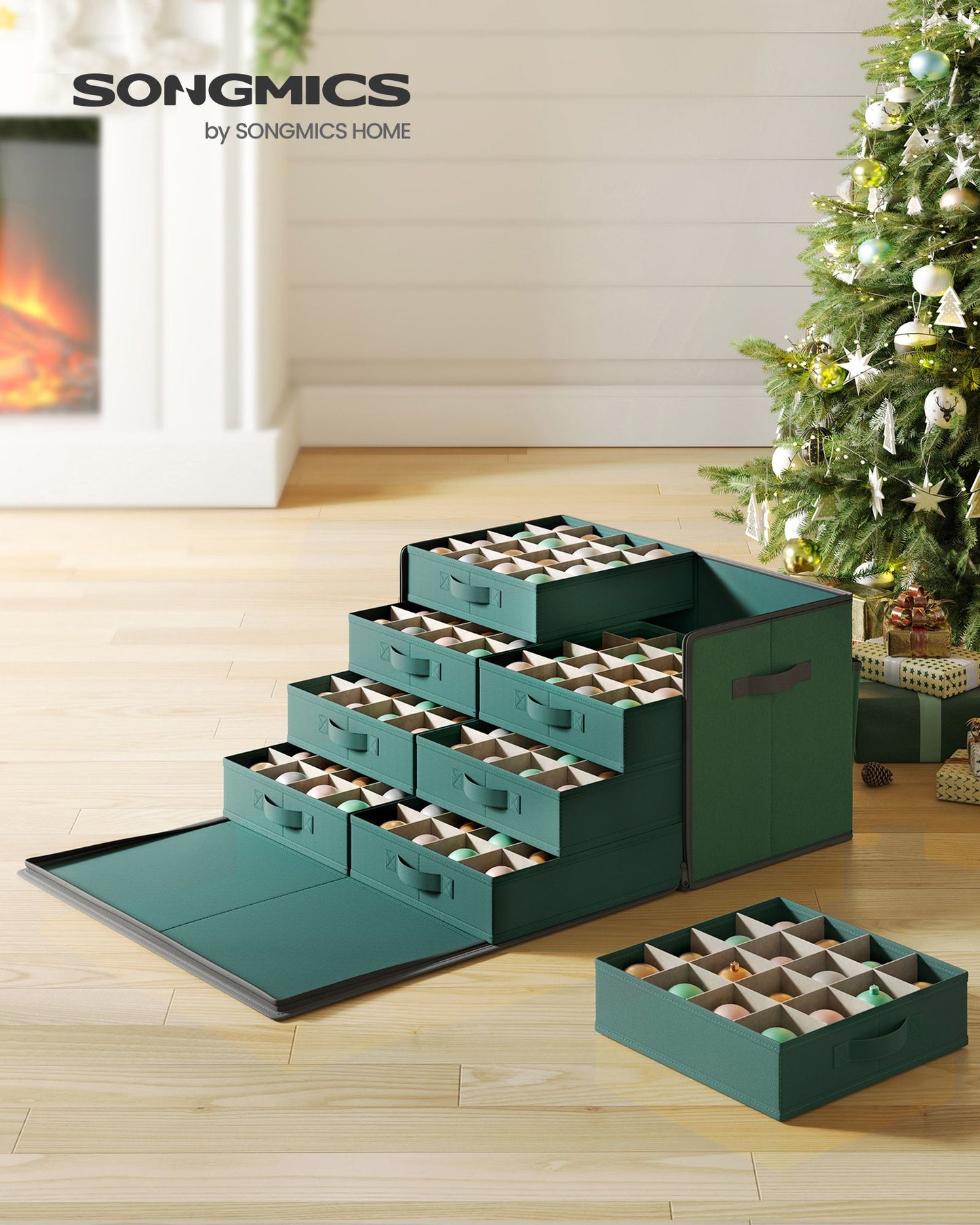 Large Christmas Ornament Storage Box with 128 Slots