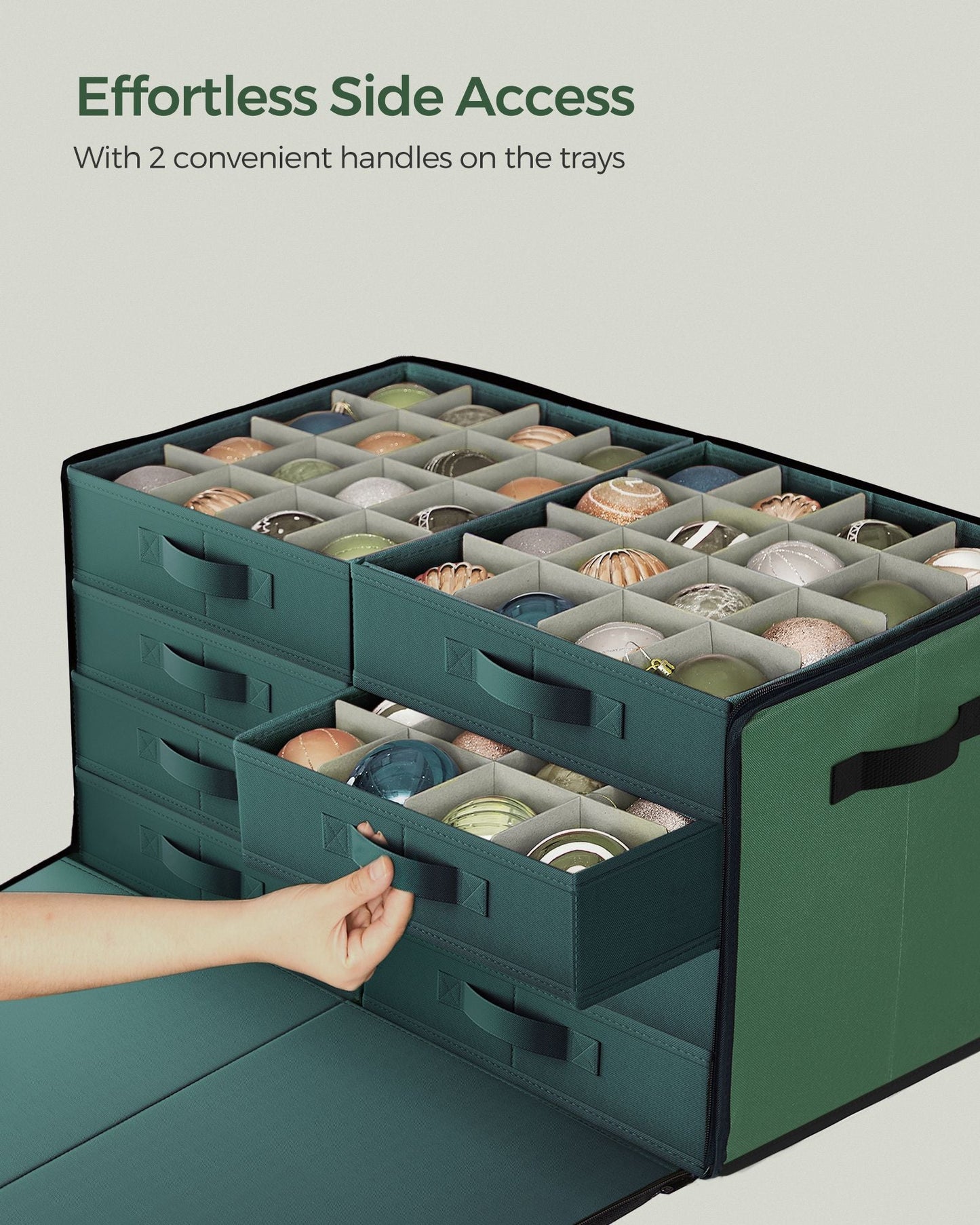 Large Christmas Ornament Storage Box with 128 Slots