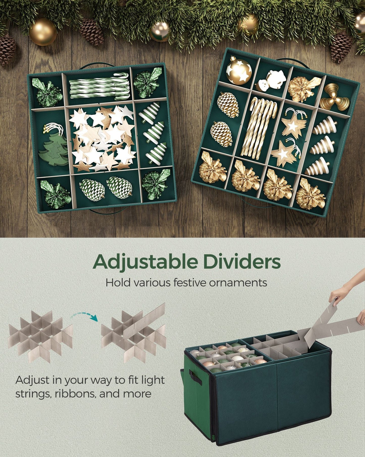 Large Christmas Ornament Storage Box with 128 Slots