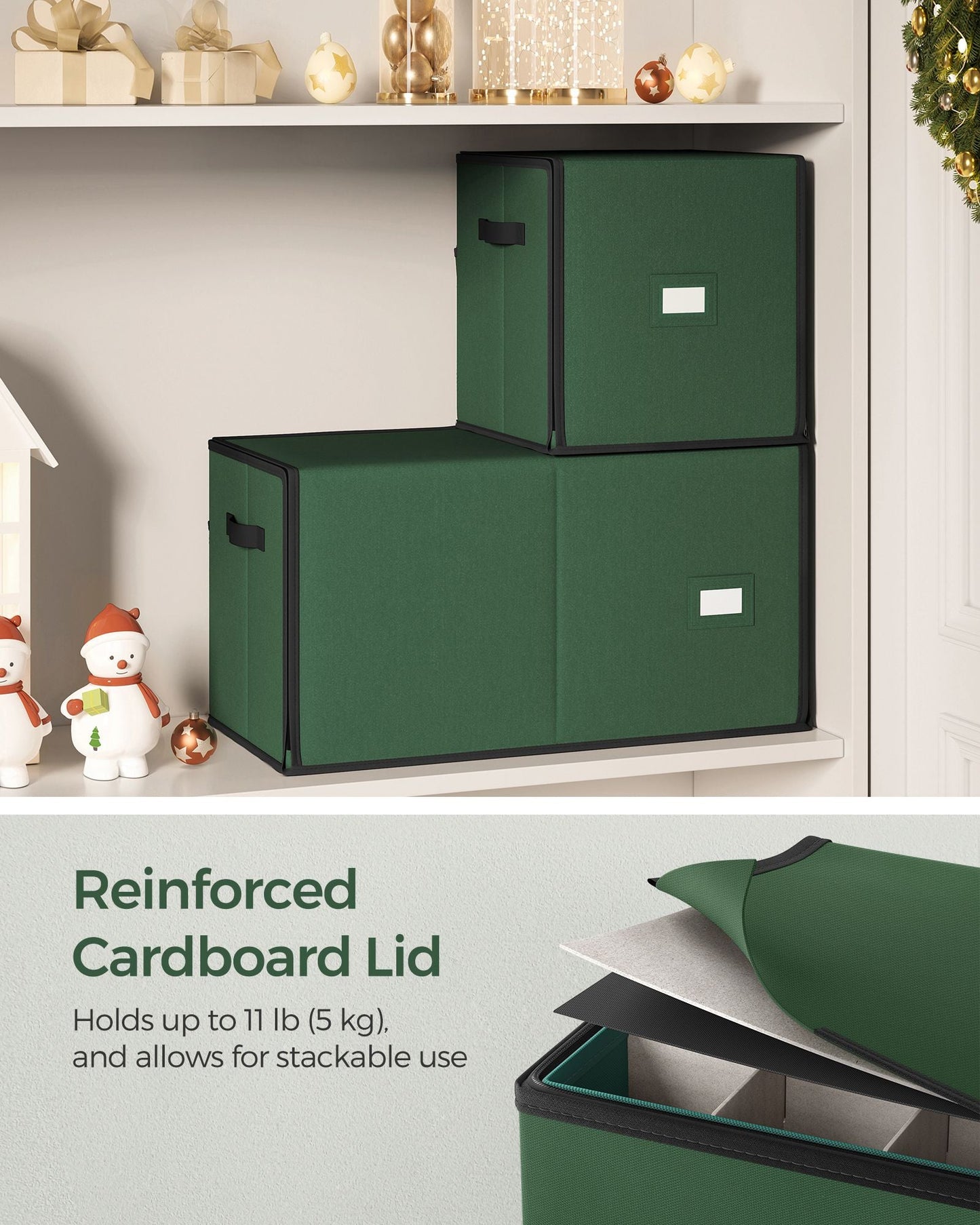 Large Christmas Ornament Storage Box with 128 Slots