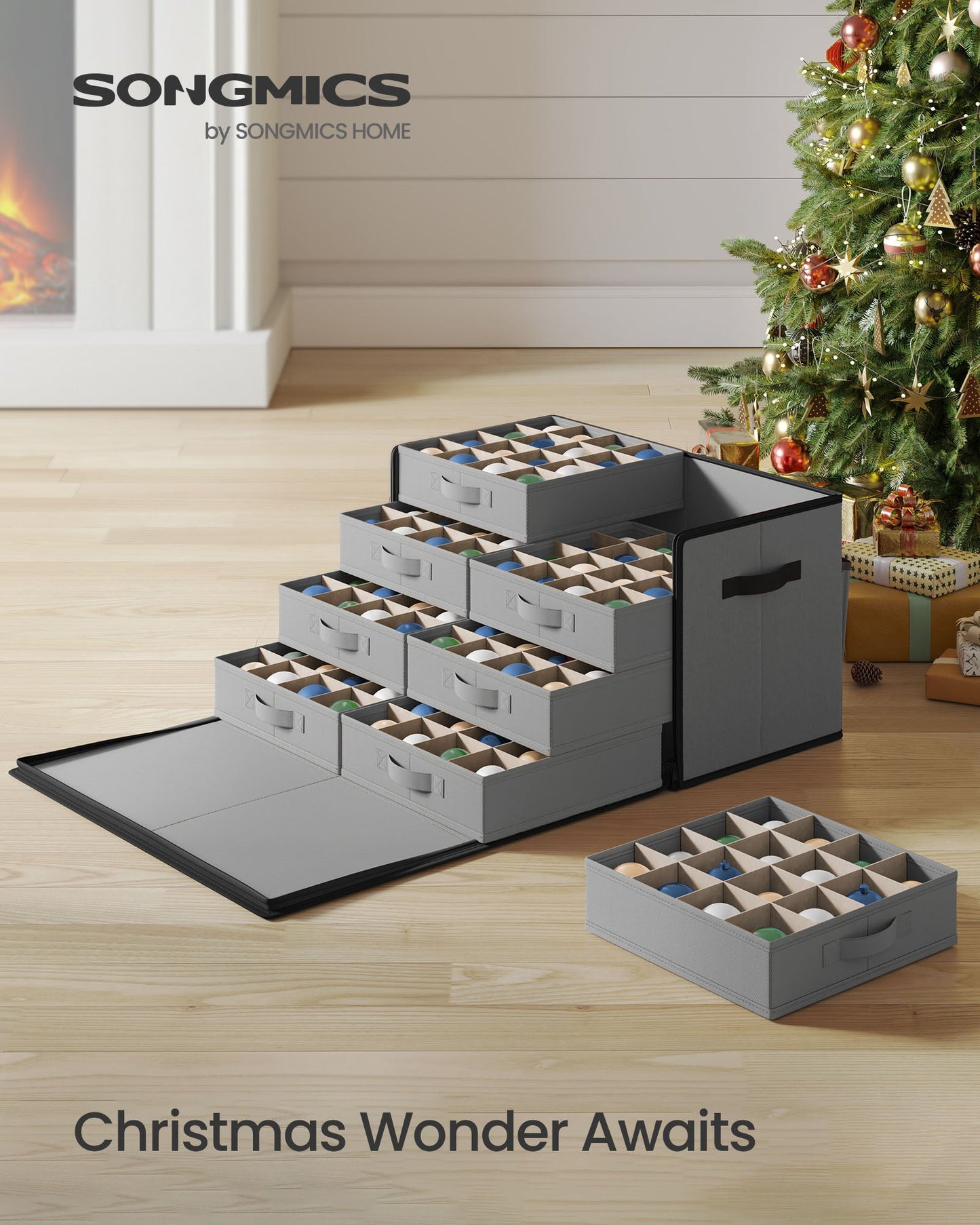 Large Christmas Ornament Storage Box with 128 Slots
