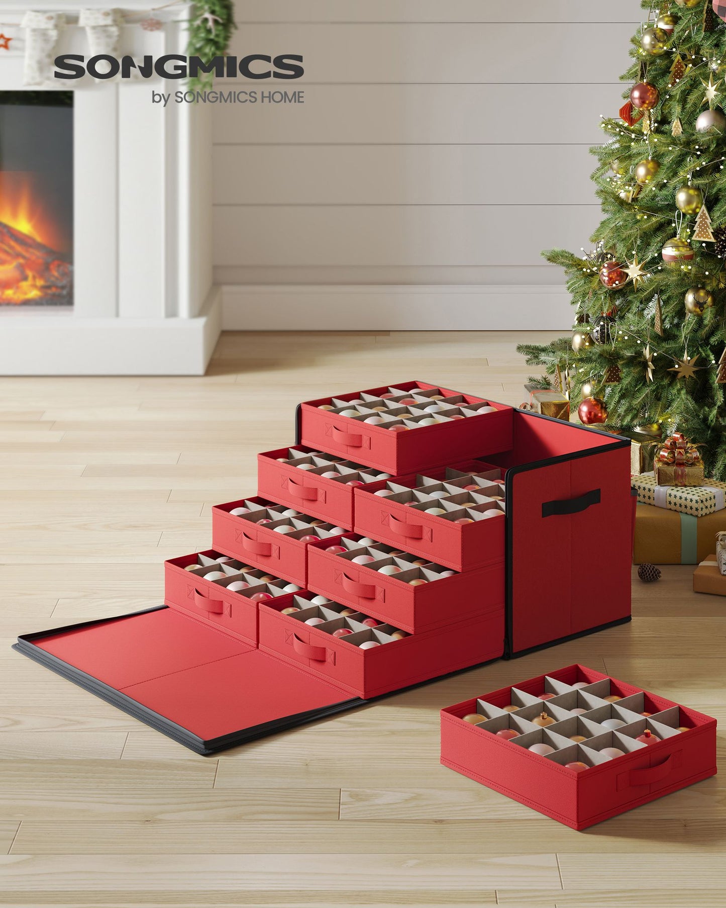 Large Christmas Ornament Storage Box with 128 Slots
