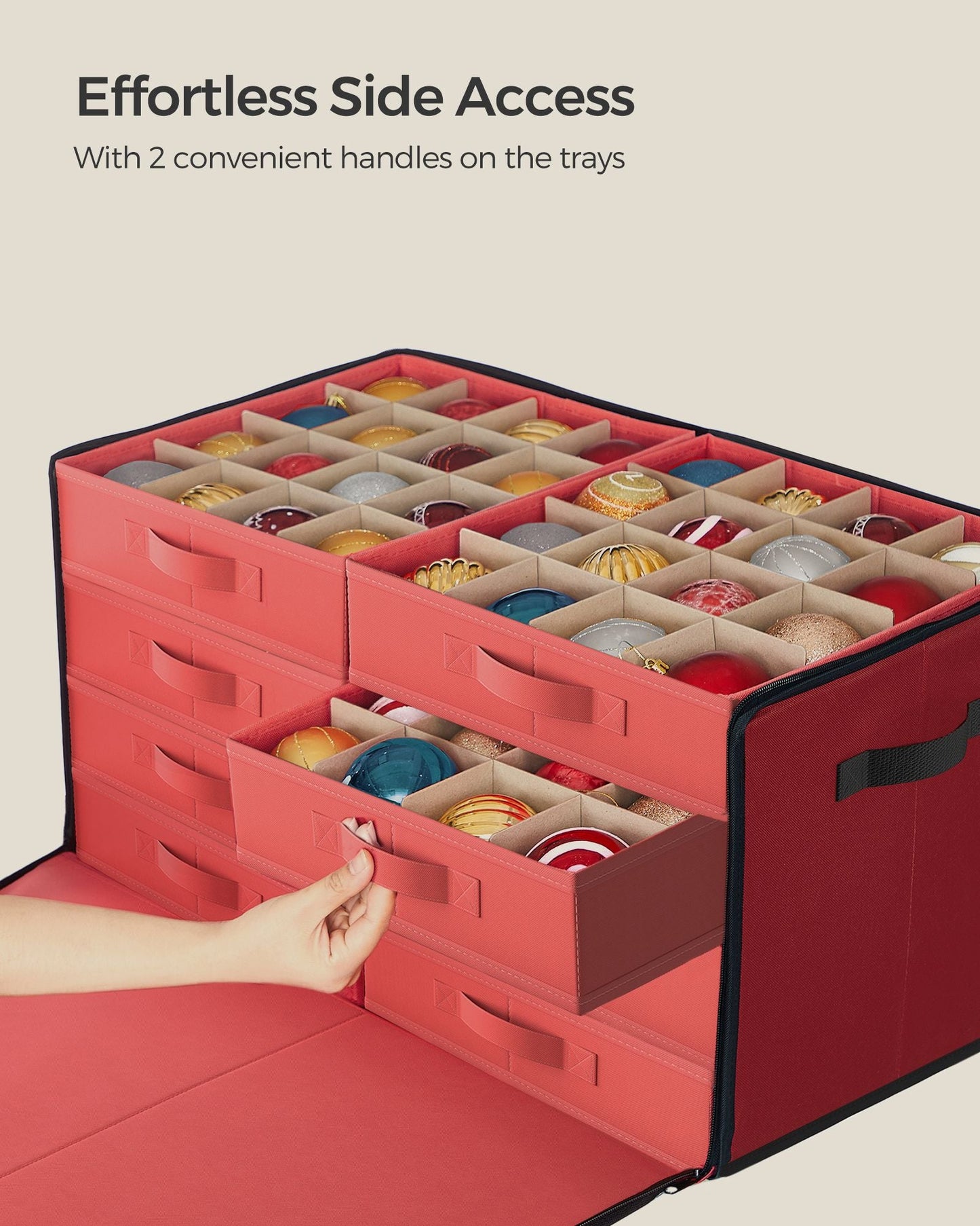 Large Christmas Ornament Storage Box with 128 Slots