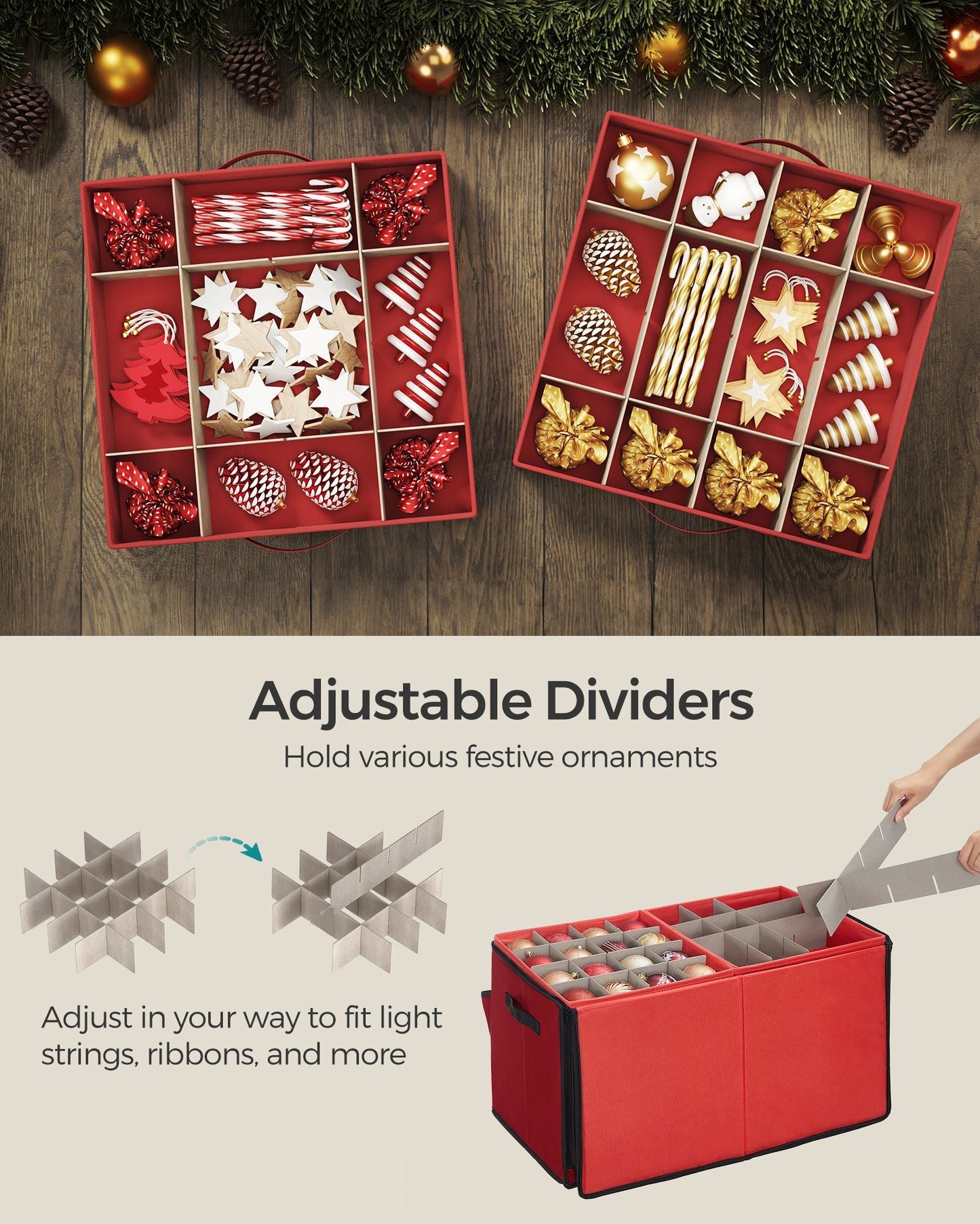 Large Christmas Ornament Storage Box with 128 Slots