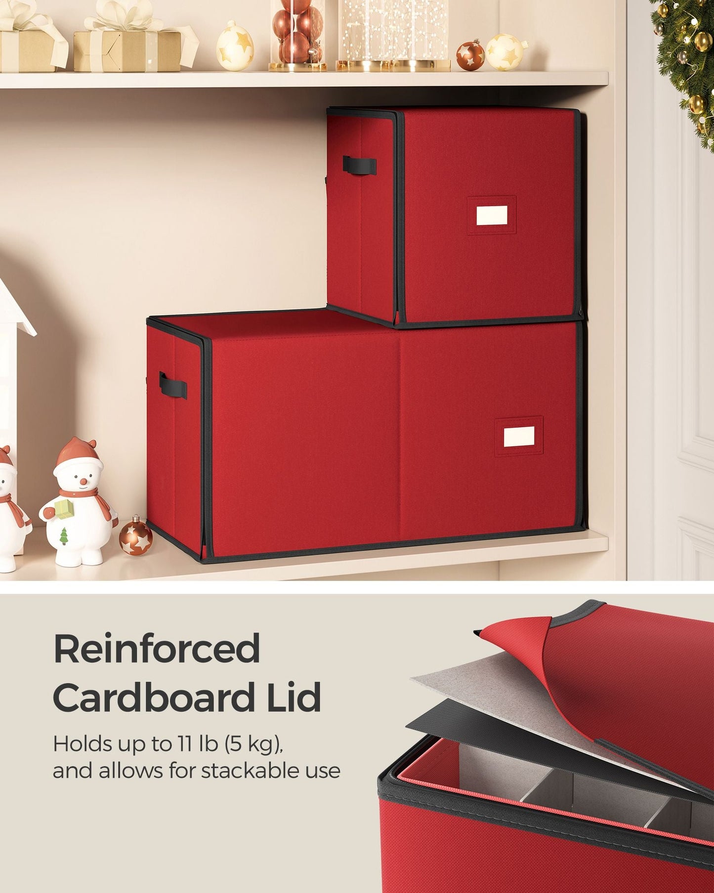 Large Christmas Ornament Storage Box with 128 Slots