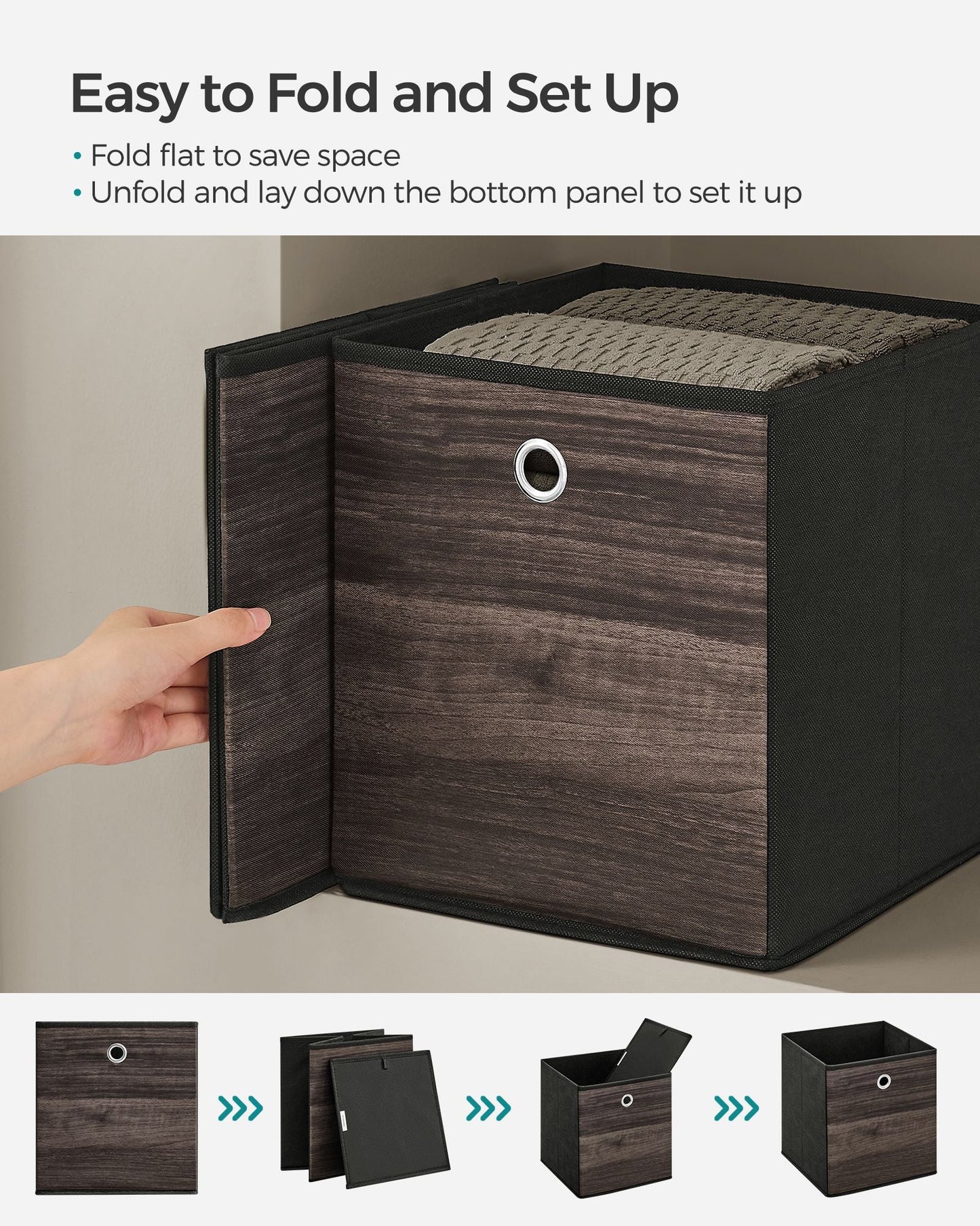 Set of 6 Storage Cubes 10.2 x 10.2 x 11 Inches Chestnut Brown