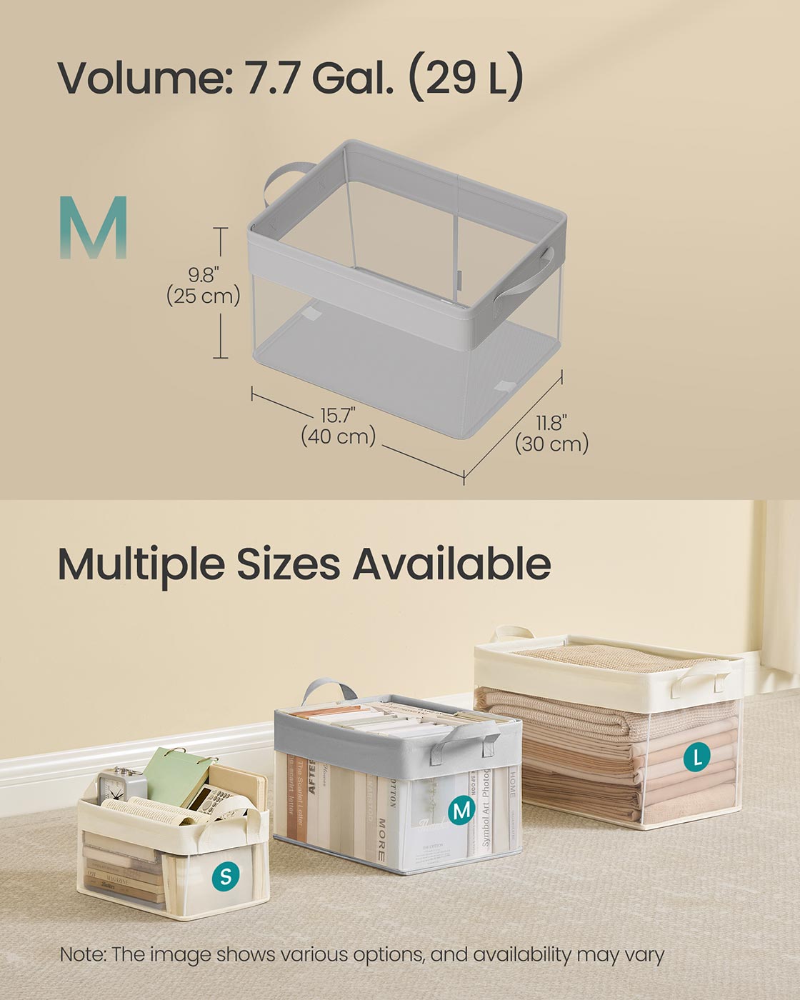 Medium Fabric Storage Baskets Set of 3