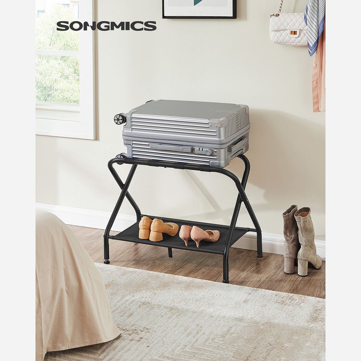 Black Foldable Luggage Rack
