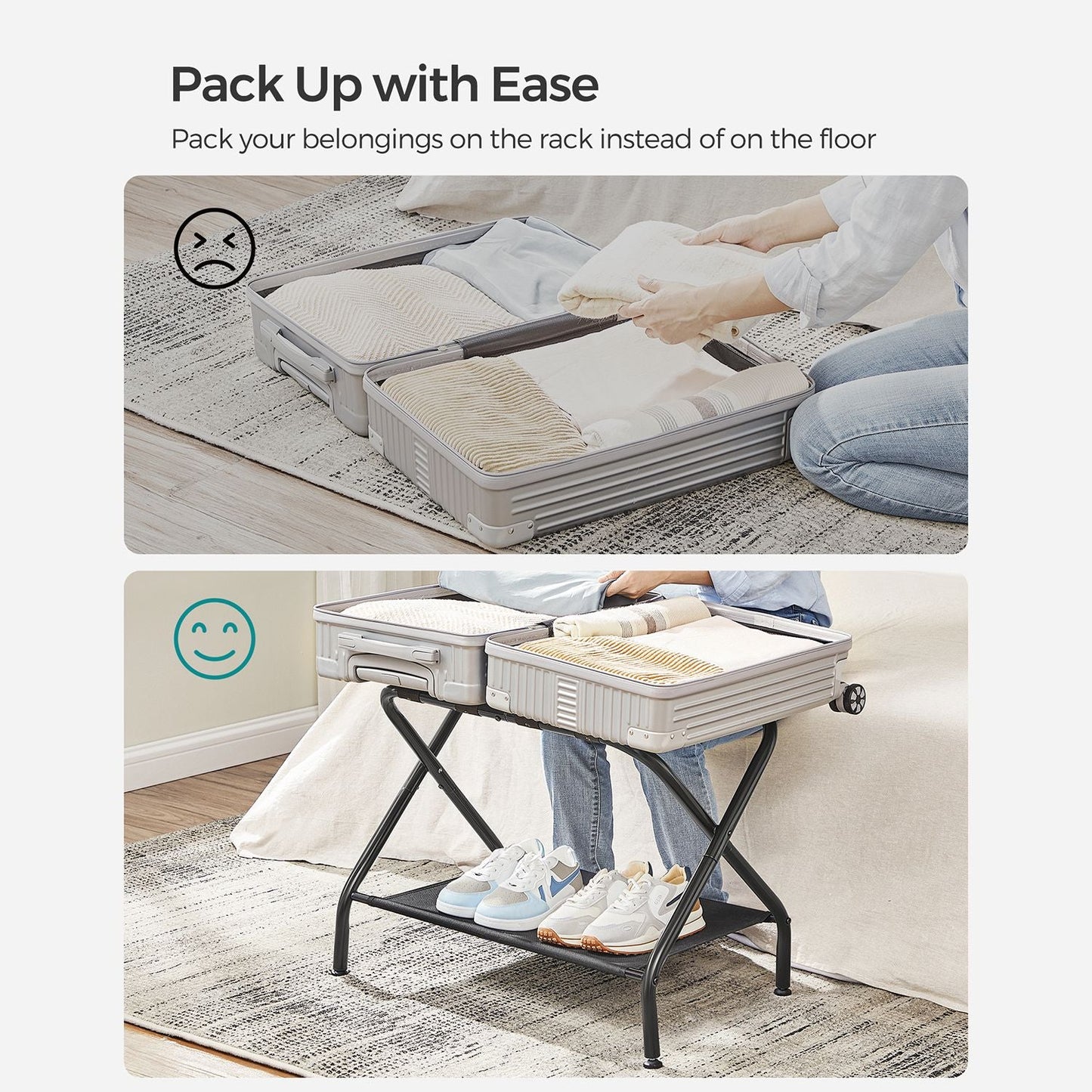 Black Foldable Luggage Rack