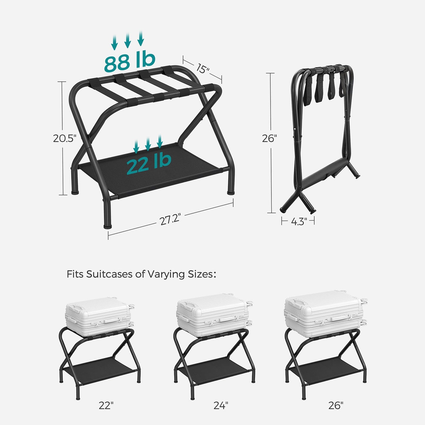 Black Foldable Luggage Rack