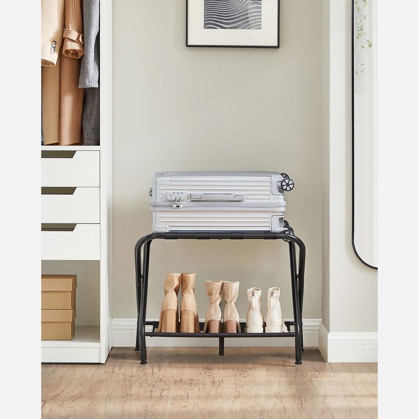 Black Foldable Luggage Rack