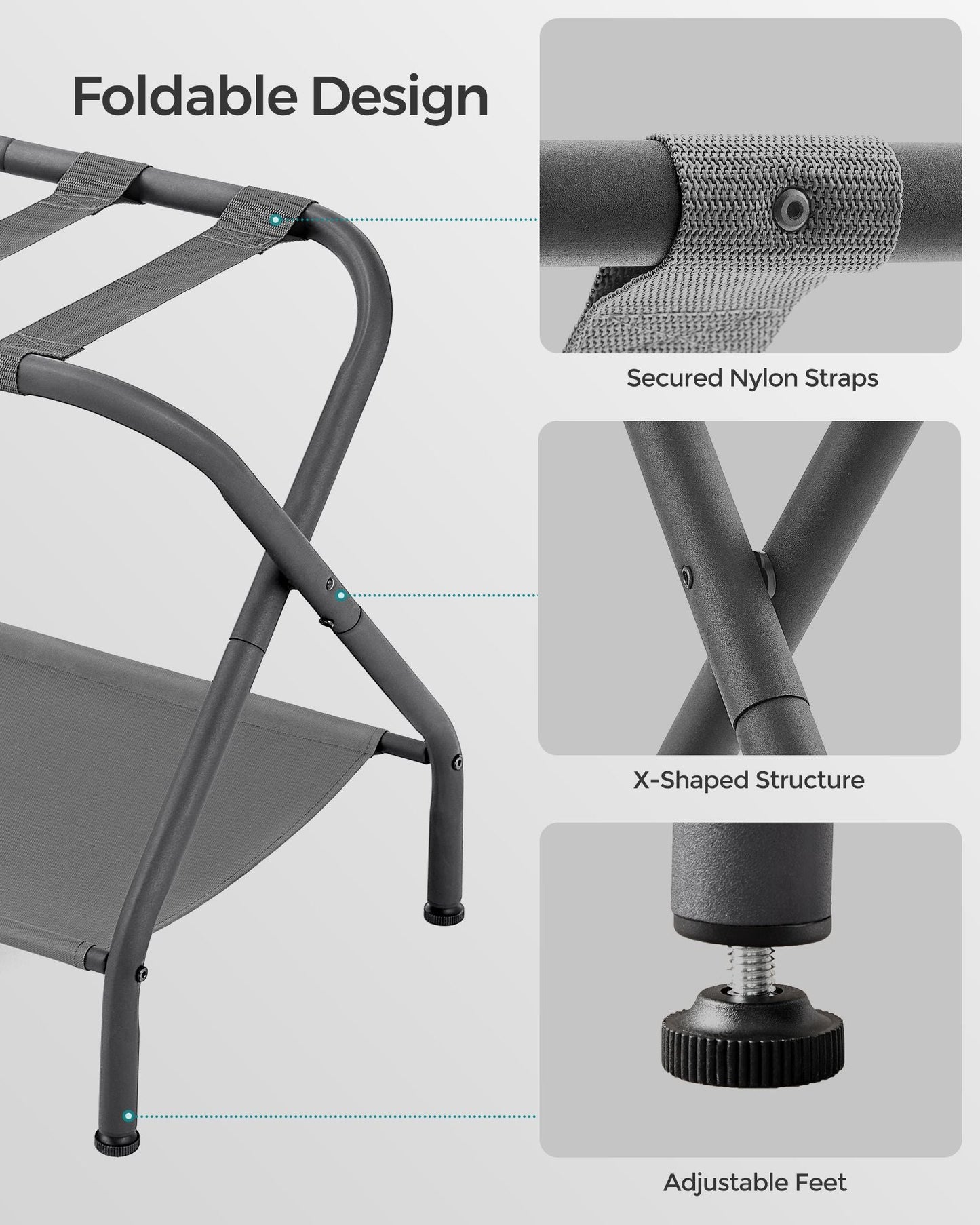 Set of 2 Luggage Racks Slate Gray