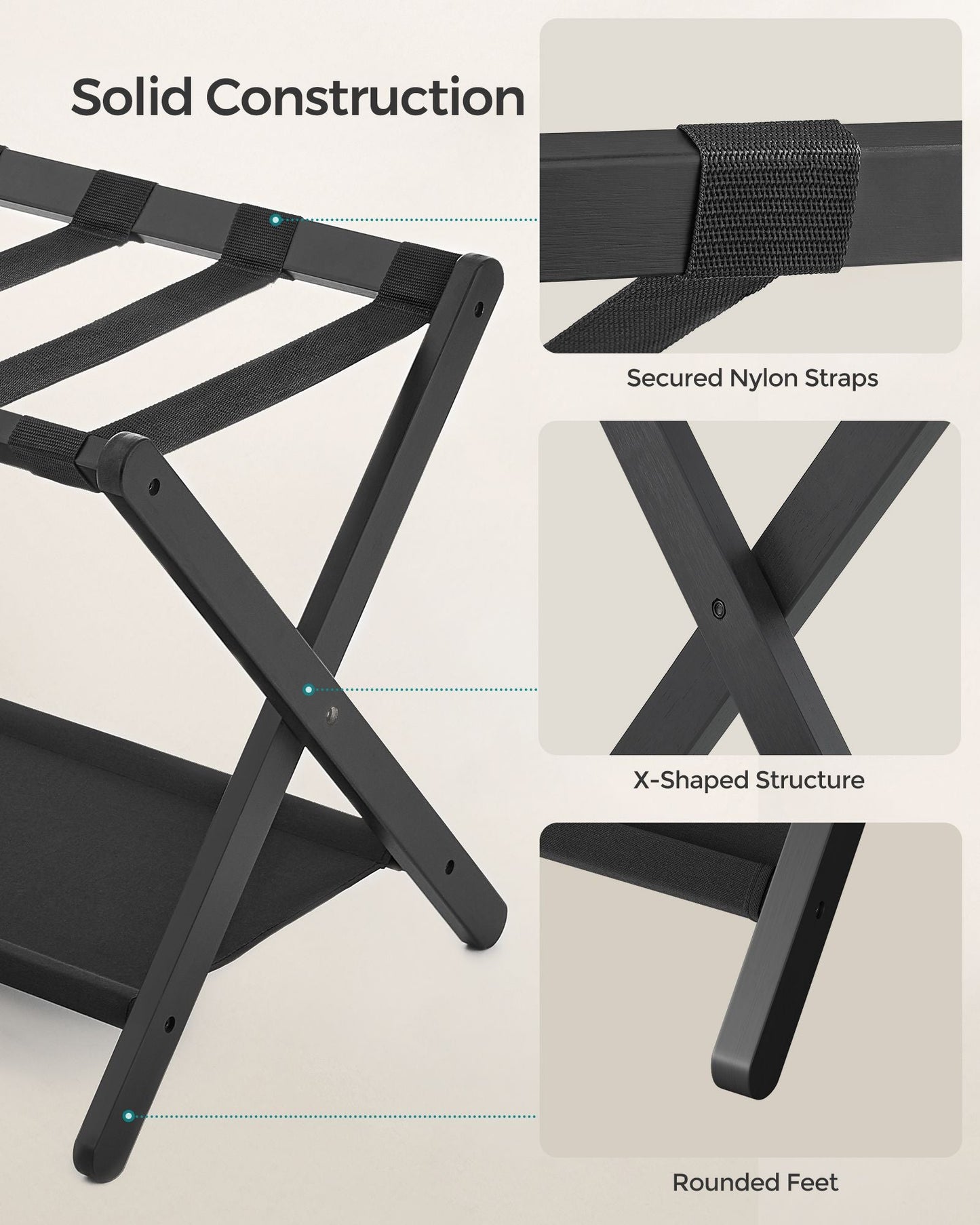 Folding Suitcase Stand with Storage Shelf