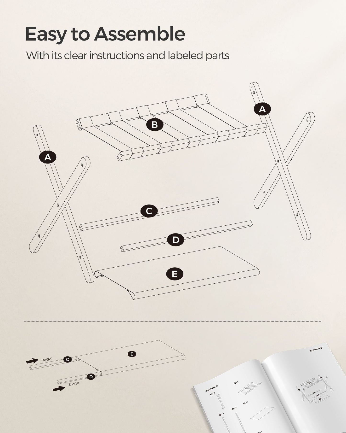 Folding Suitcase Stand with Storage Shelf