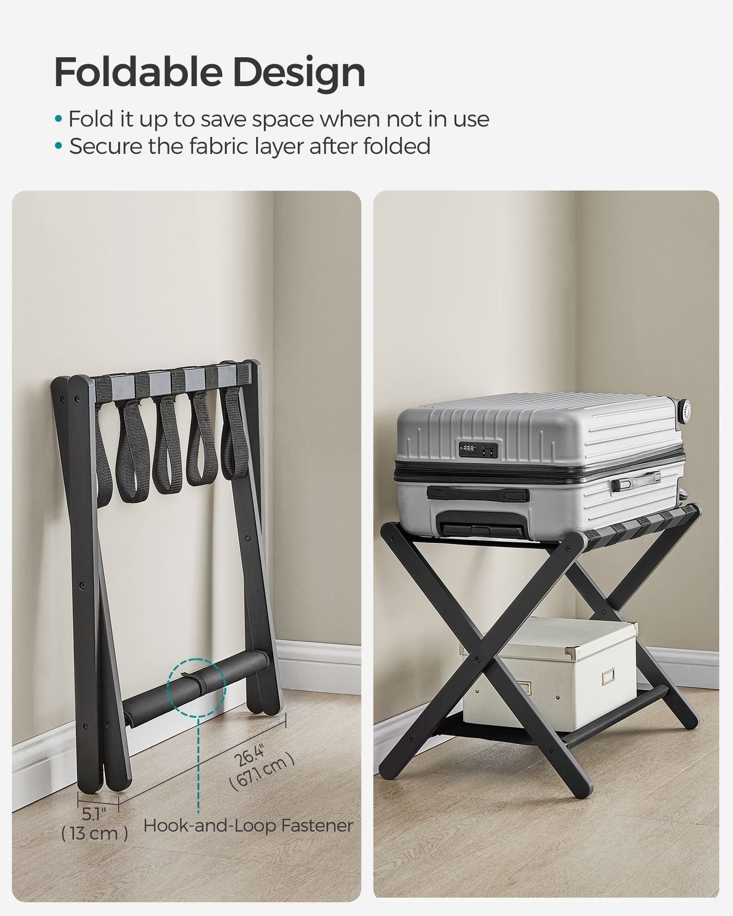 Folding Suitcase Stand with Storage Shelf