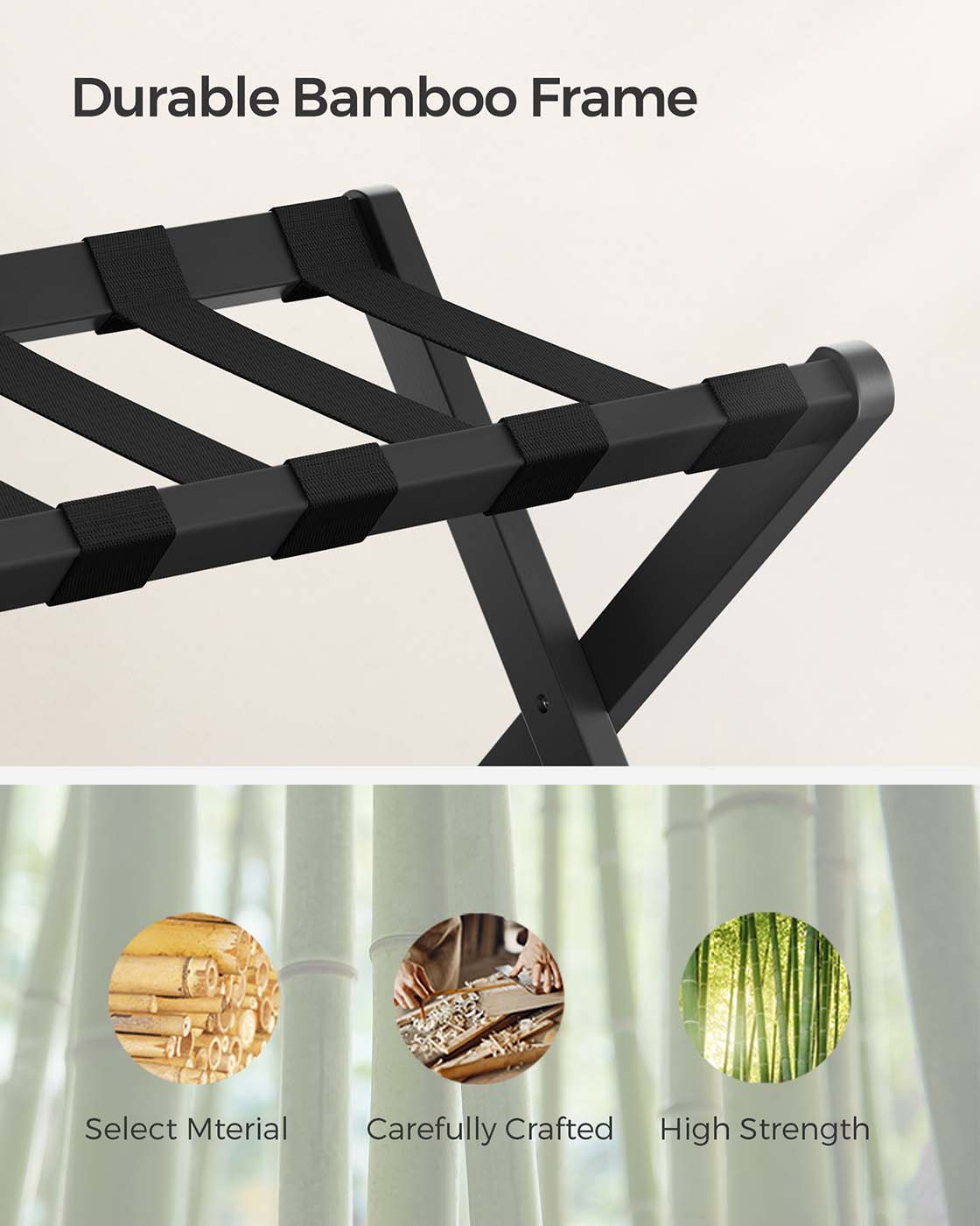 Set of 2 Luggage Racks with Storage Shelves