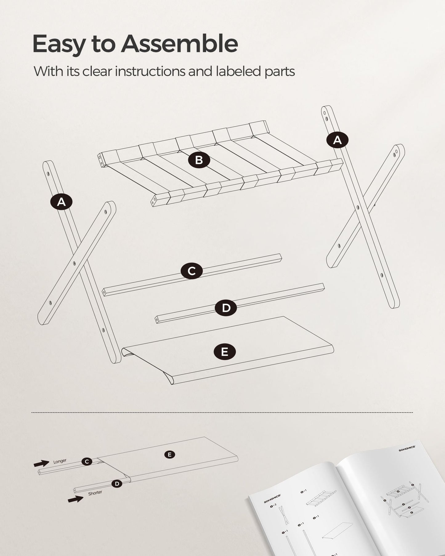 Set of 2 Folding Luggage Rack with Storage Shelf