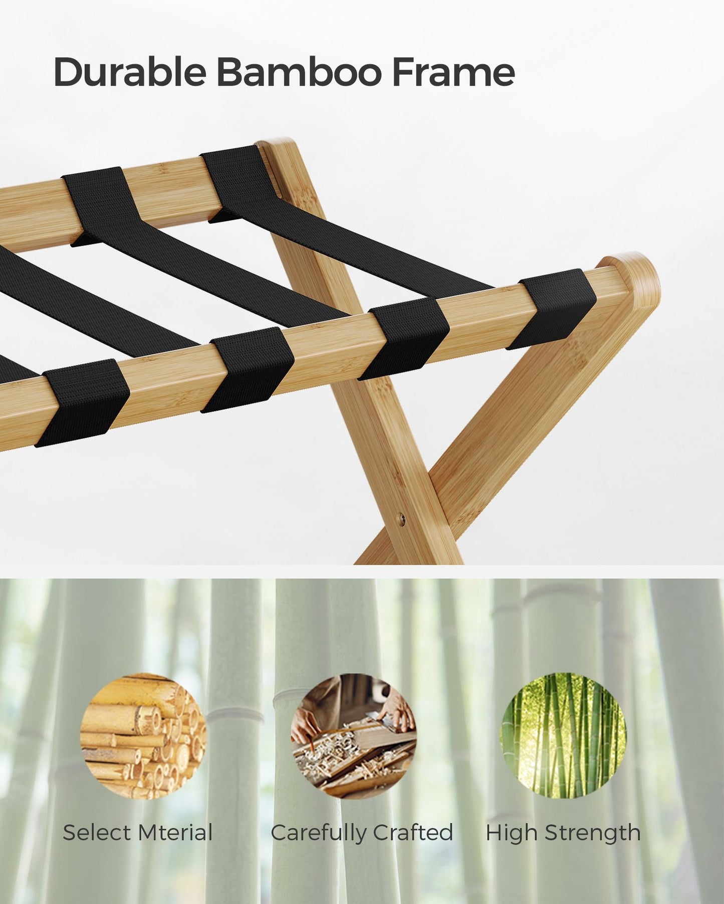 Set of 2 Folding Luggage Rack with Storage Shelf