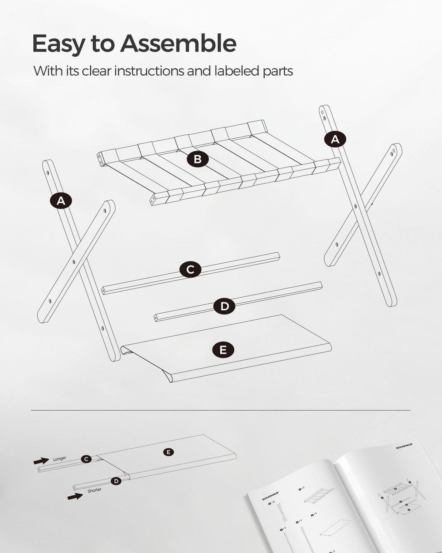 Set of 2 Folding Luggage Rack with Storage Shelf