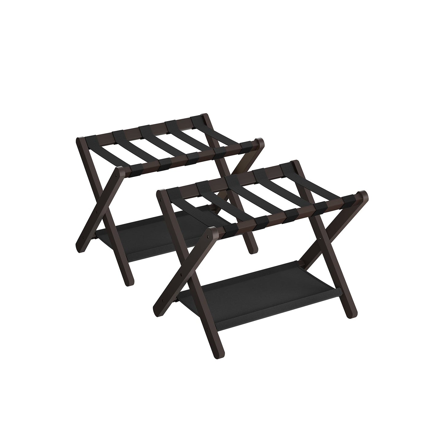 Set of 2 Folding Luggage Rack with Storage Shelf