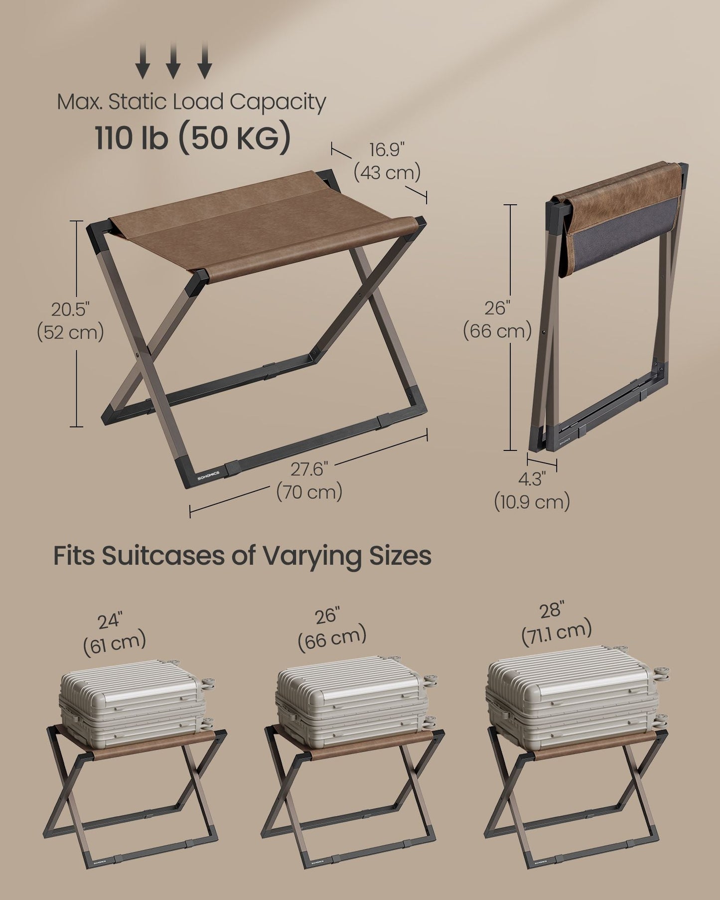 Set of 2 Foldable Suitcase Stands