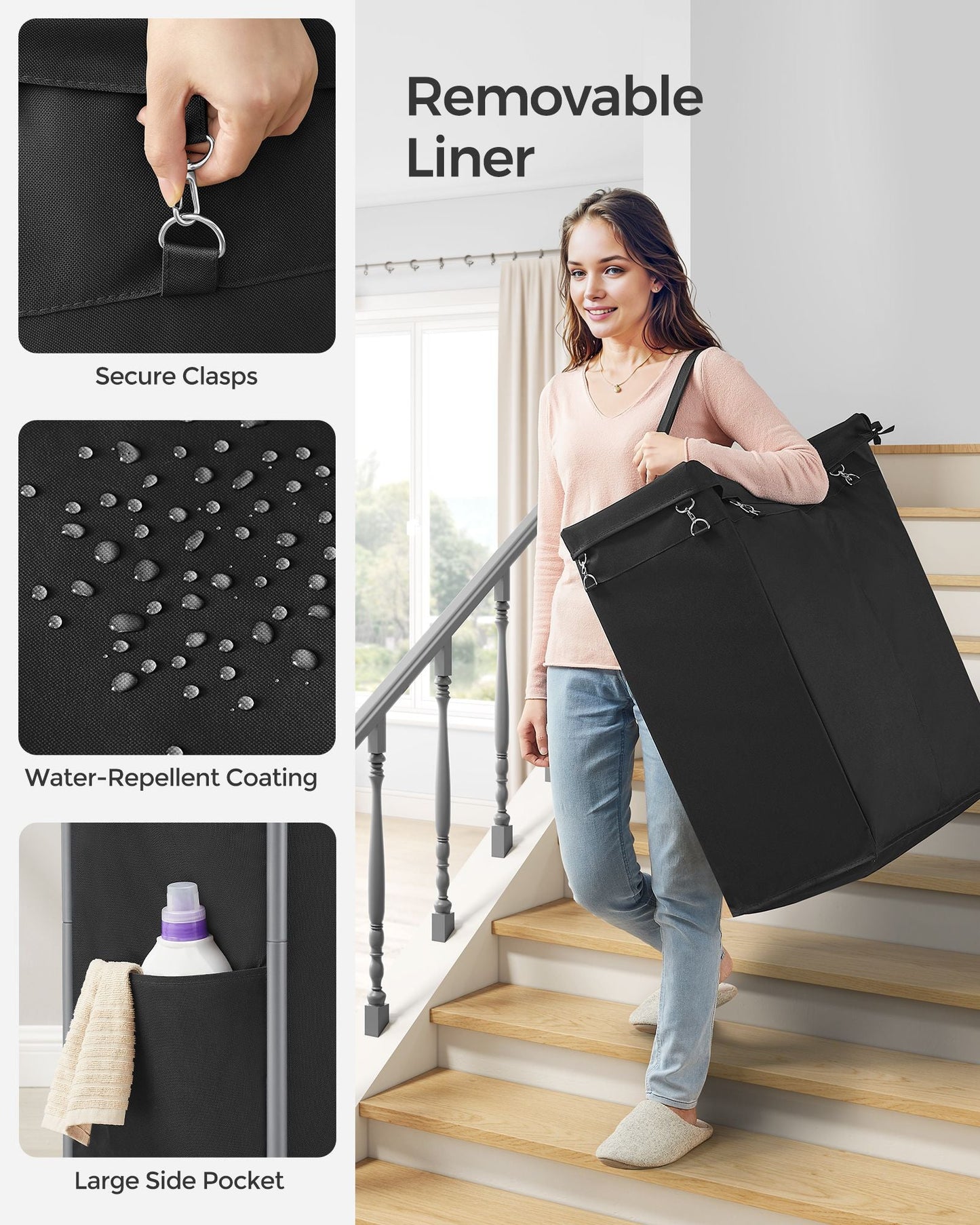 2-Section Laundry Basket with Wheels, 37 Gallons (140L)