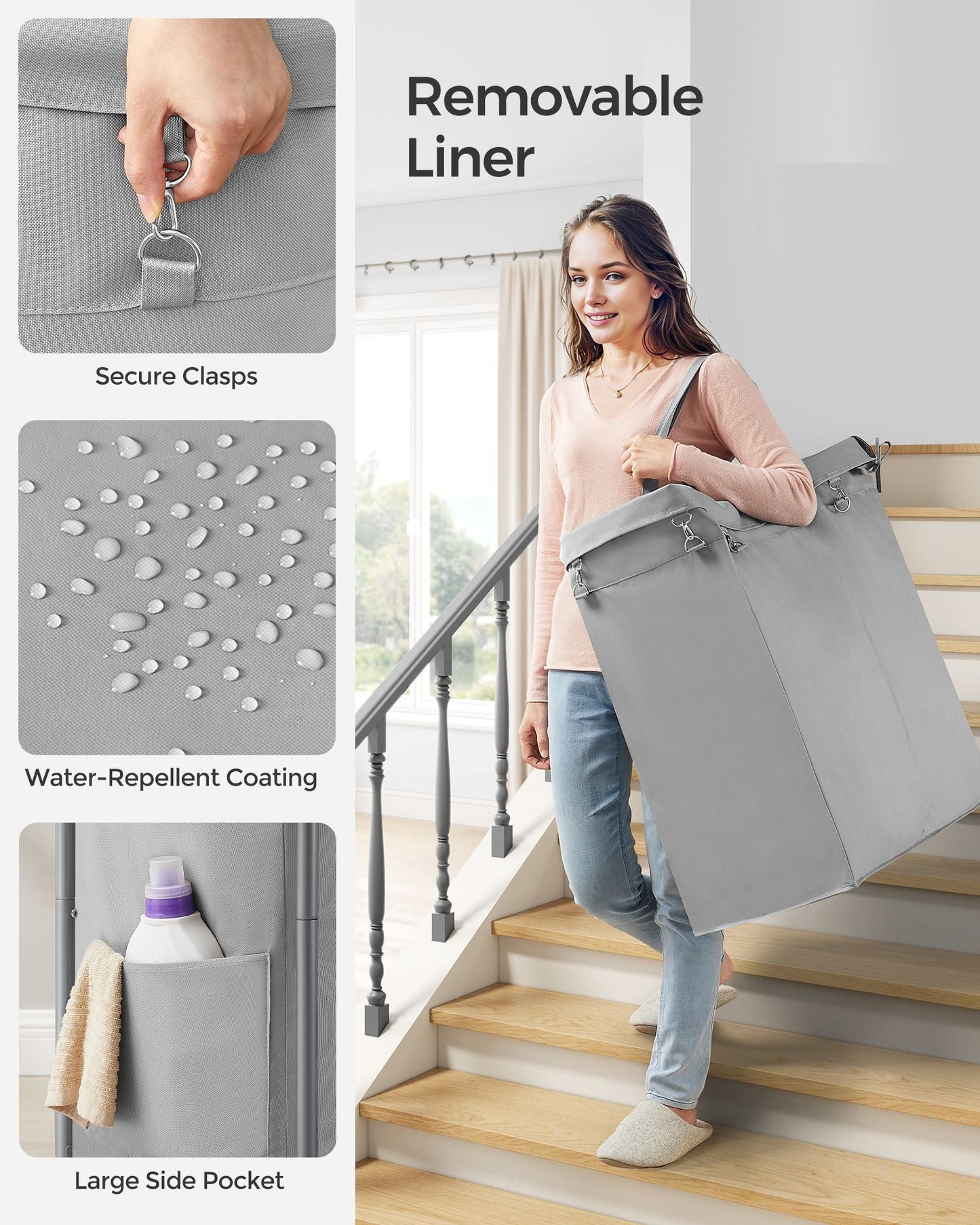 2-Section Laundry Basket with Wheels, 37 Gallons (140L)