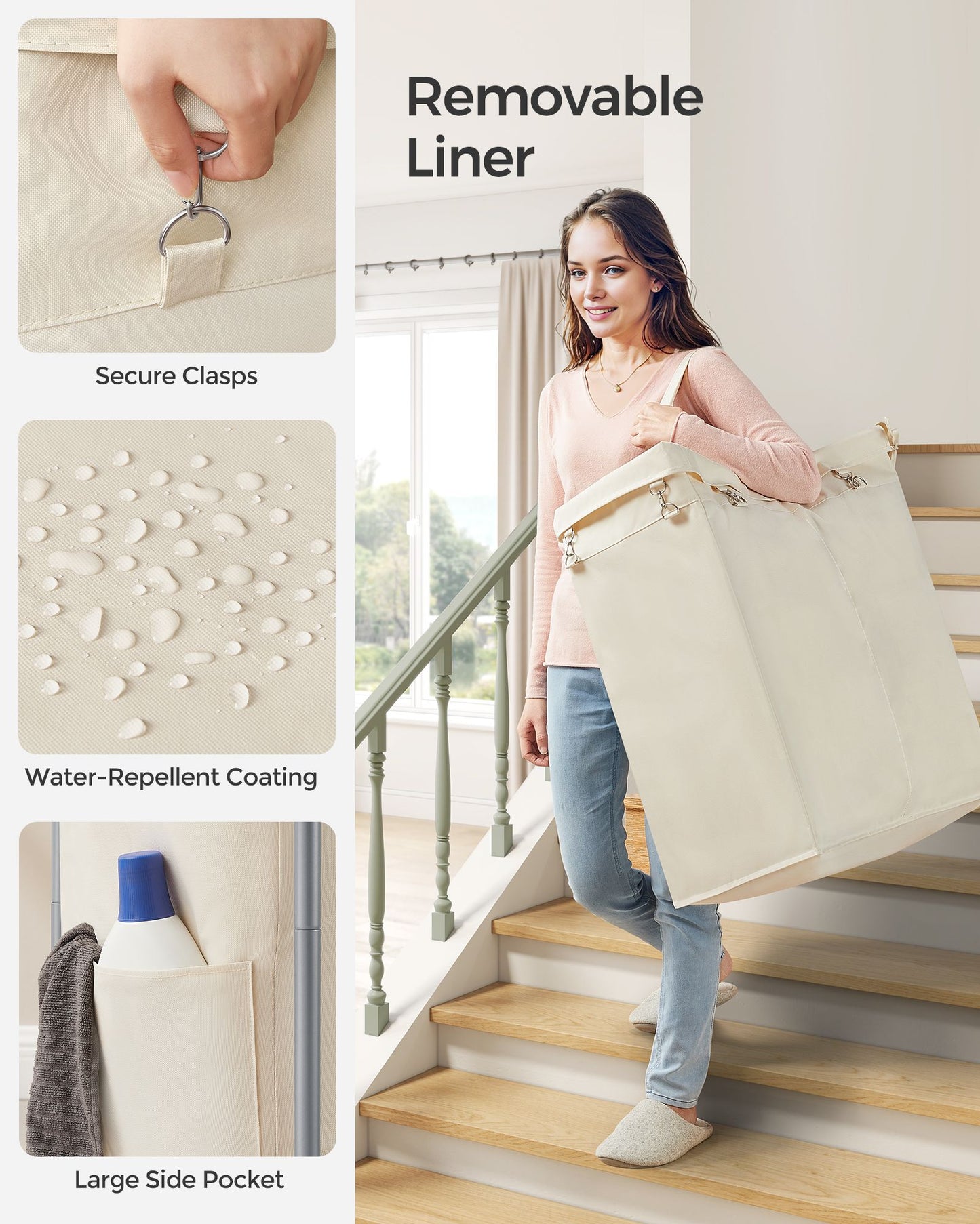 2-Section Laundry Basket with Wheels, 37 Gallons (140L)