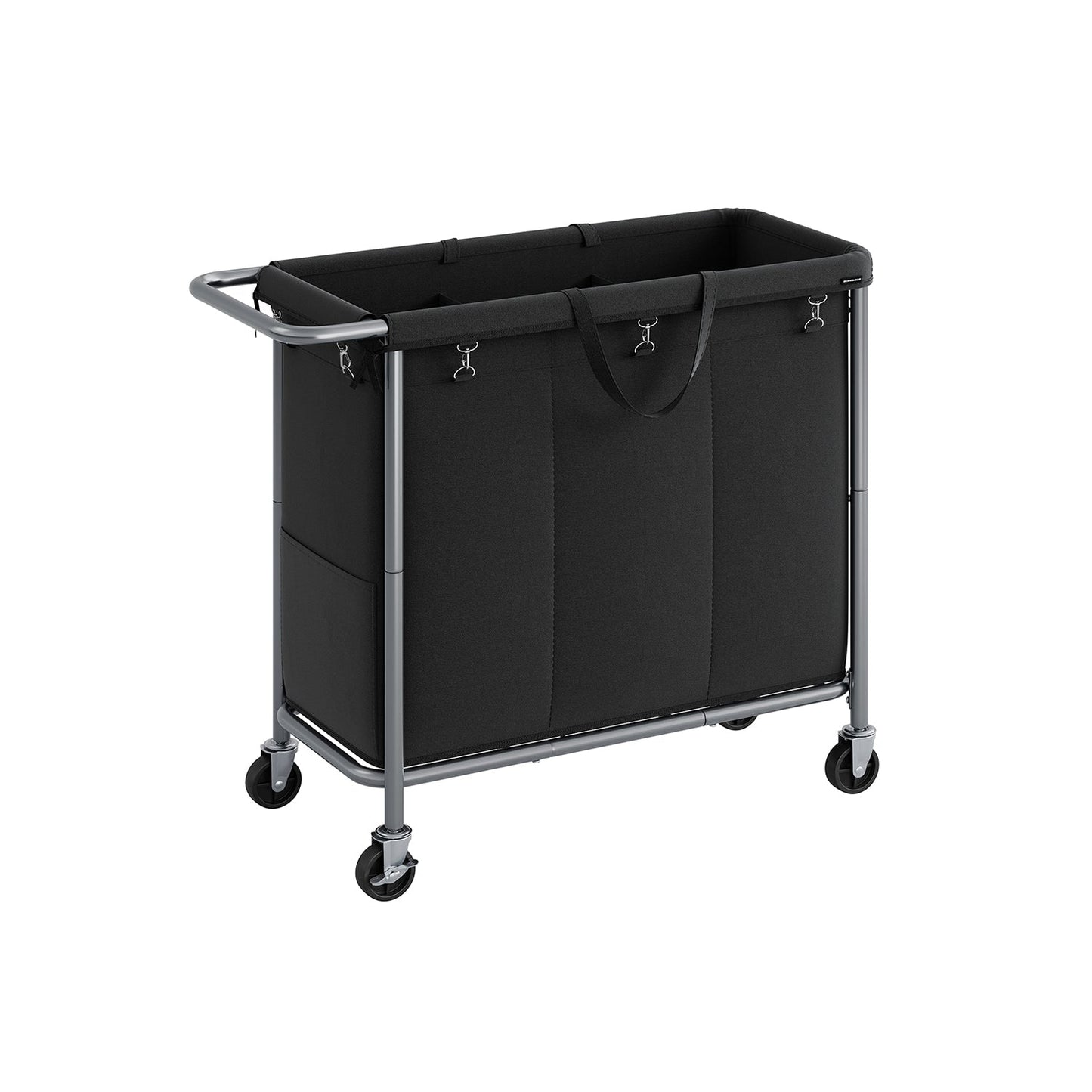 3-Section Laundry Basket with Wheels, 52.8 Gallons (200L)