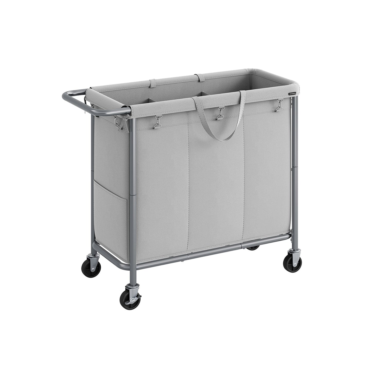3-Section Laundry Basket with Wheels, 52.8 Gallons (200L)