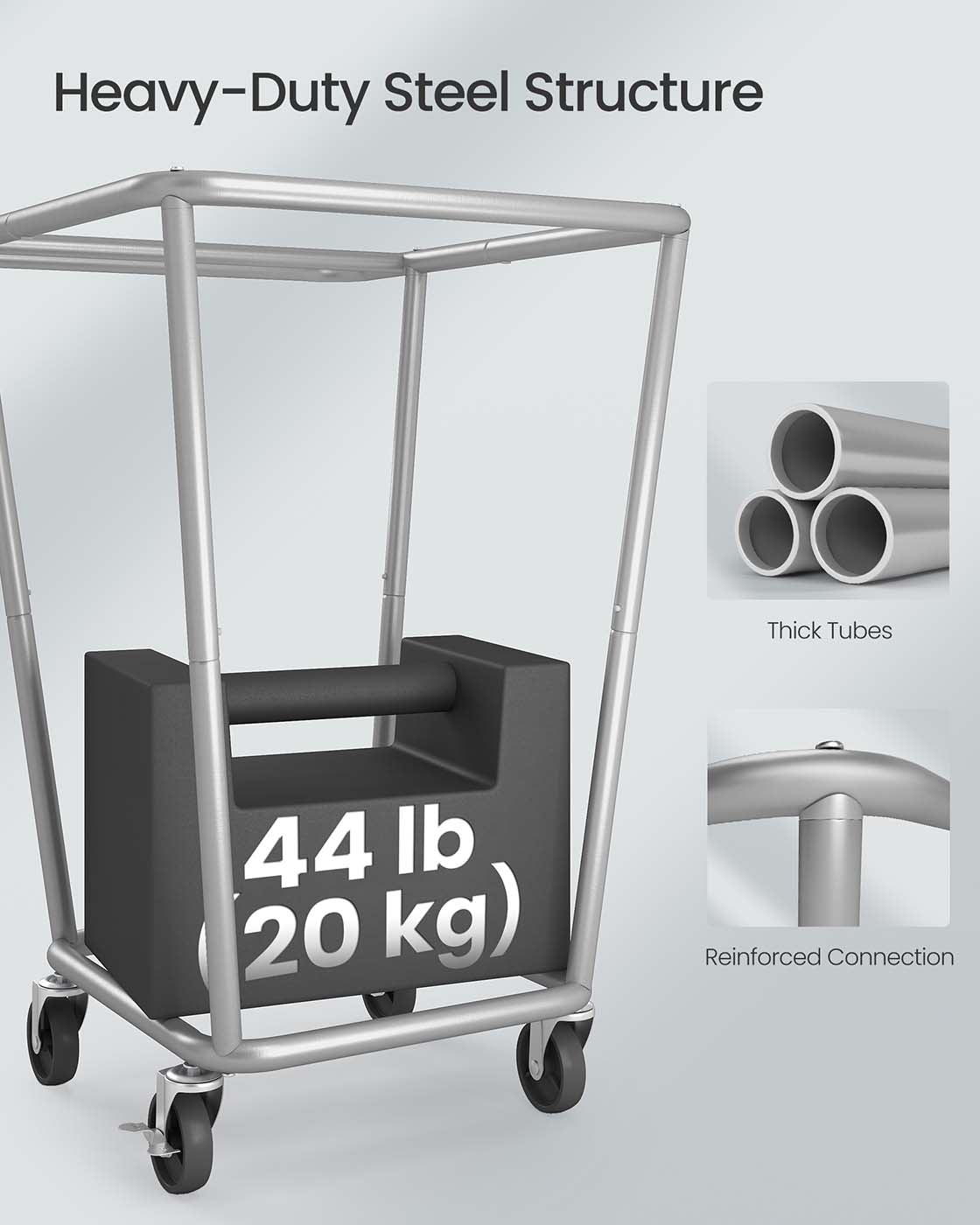 Laundry Basket with Wheels, 34.3 Gallons (130 L), Ink Black