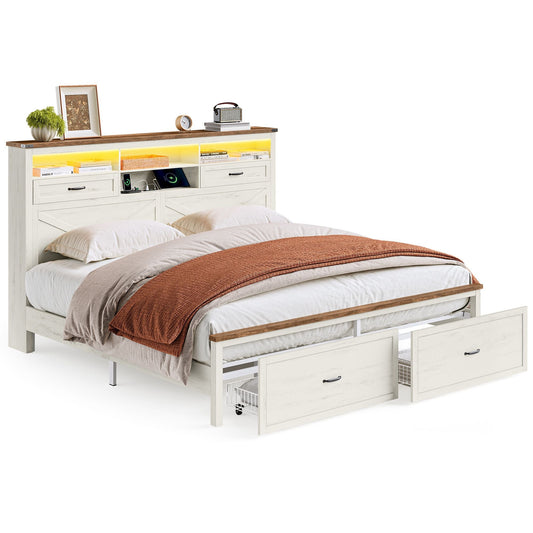 King Bed Frame with Storage Headboard